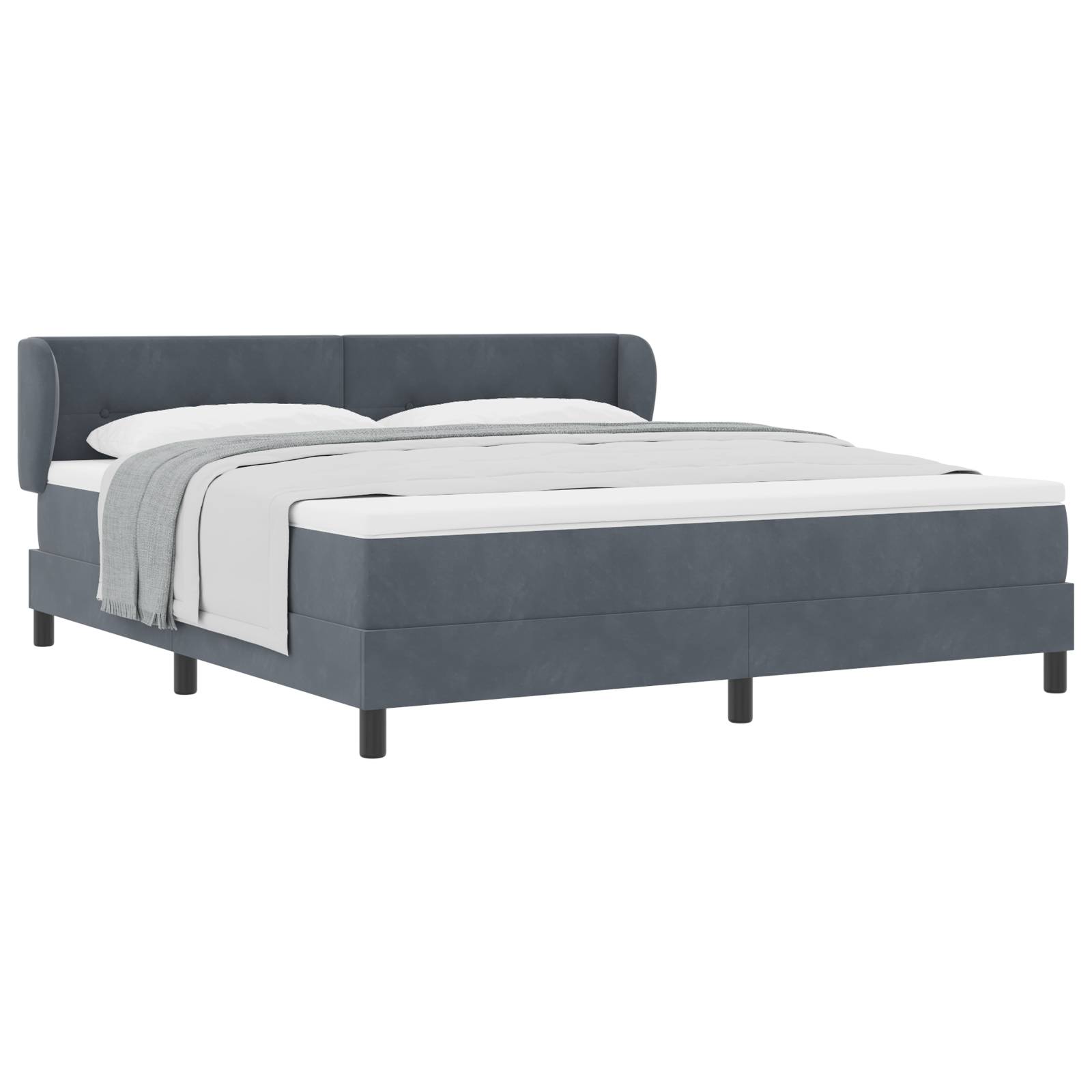 vidaXL Boxspringbett mit Matratze Dunkelgrau 180x200 cm Samt