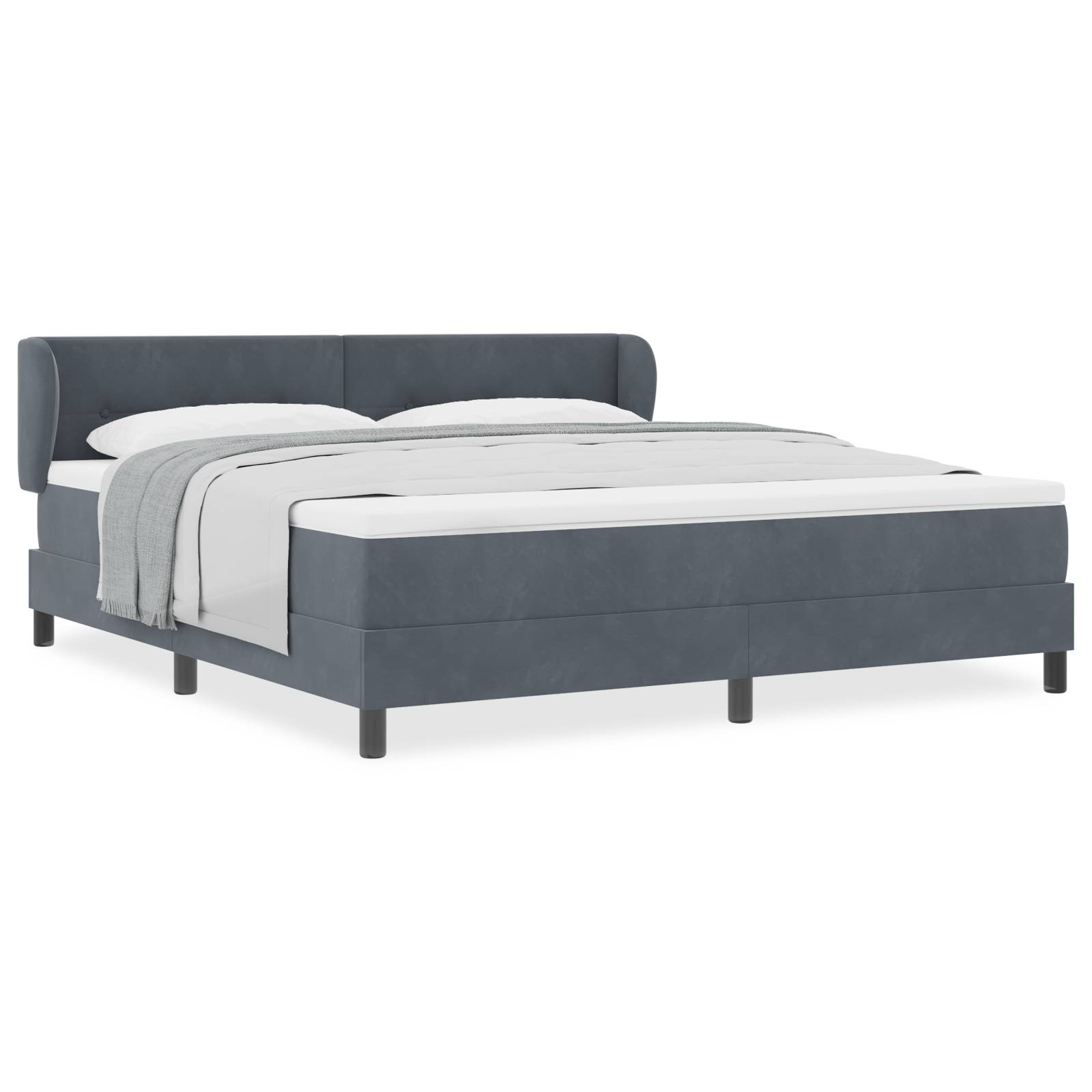 vidaXL Boxspringbett mit Matratze Dunkelgrau 180x200 cm Samt