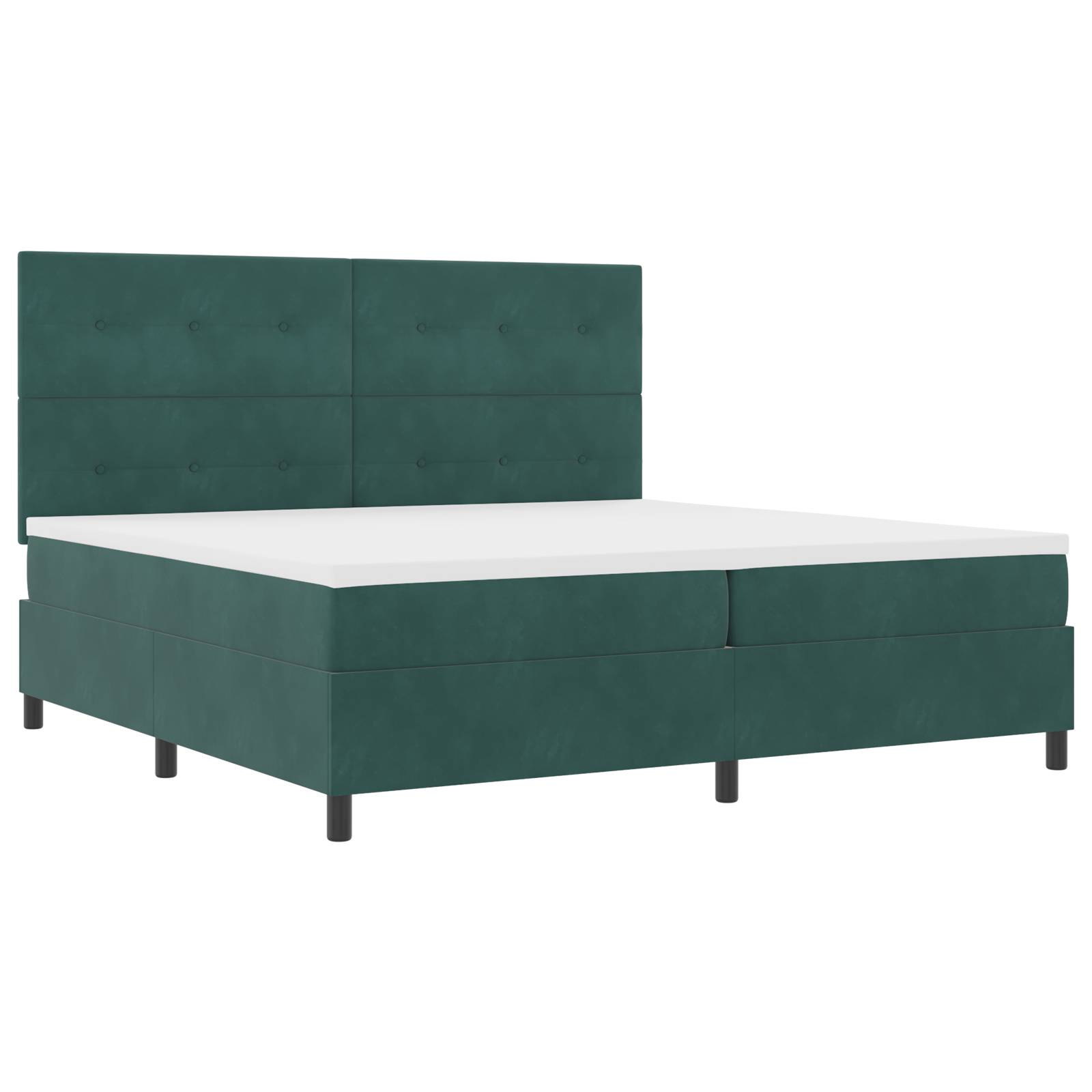 vidaXL LED Boxspringbett mit Matratze Dunkelgrün 200x200 cm Samt