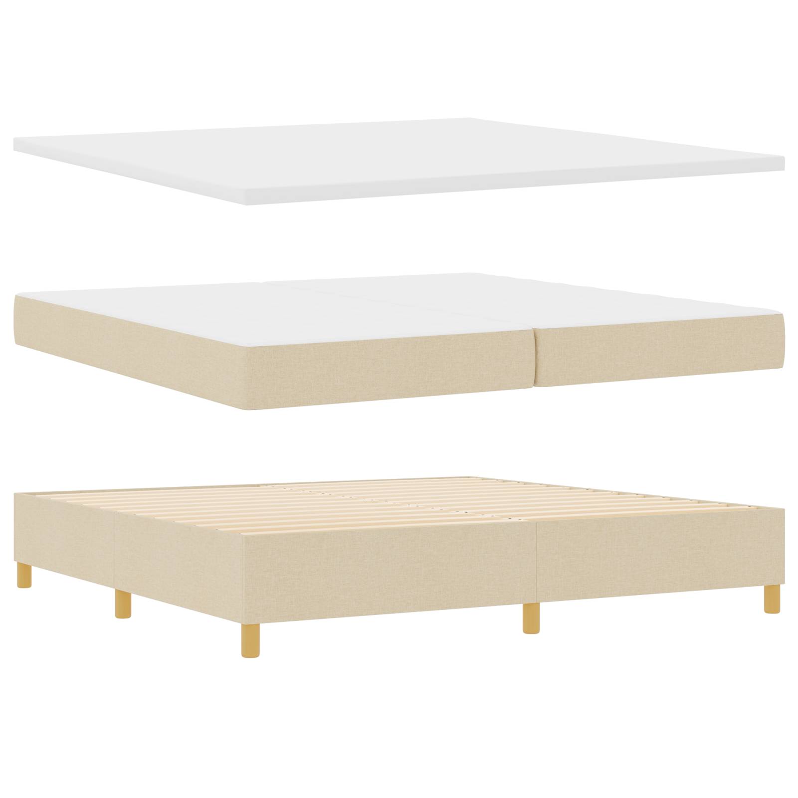 vidaXL Boxspringbett mit Matratze Creme 200x200 cm Stoff