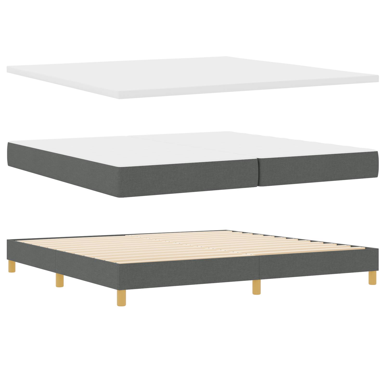 vidaXL Boxspringbett mit Matratze - Dunkelgrau 200 x 200 cm - Stoff