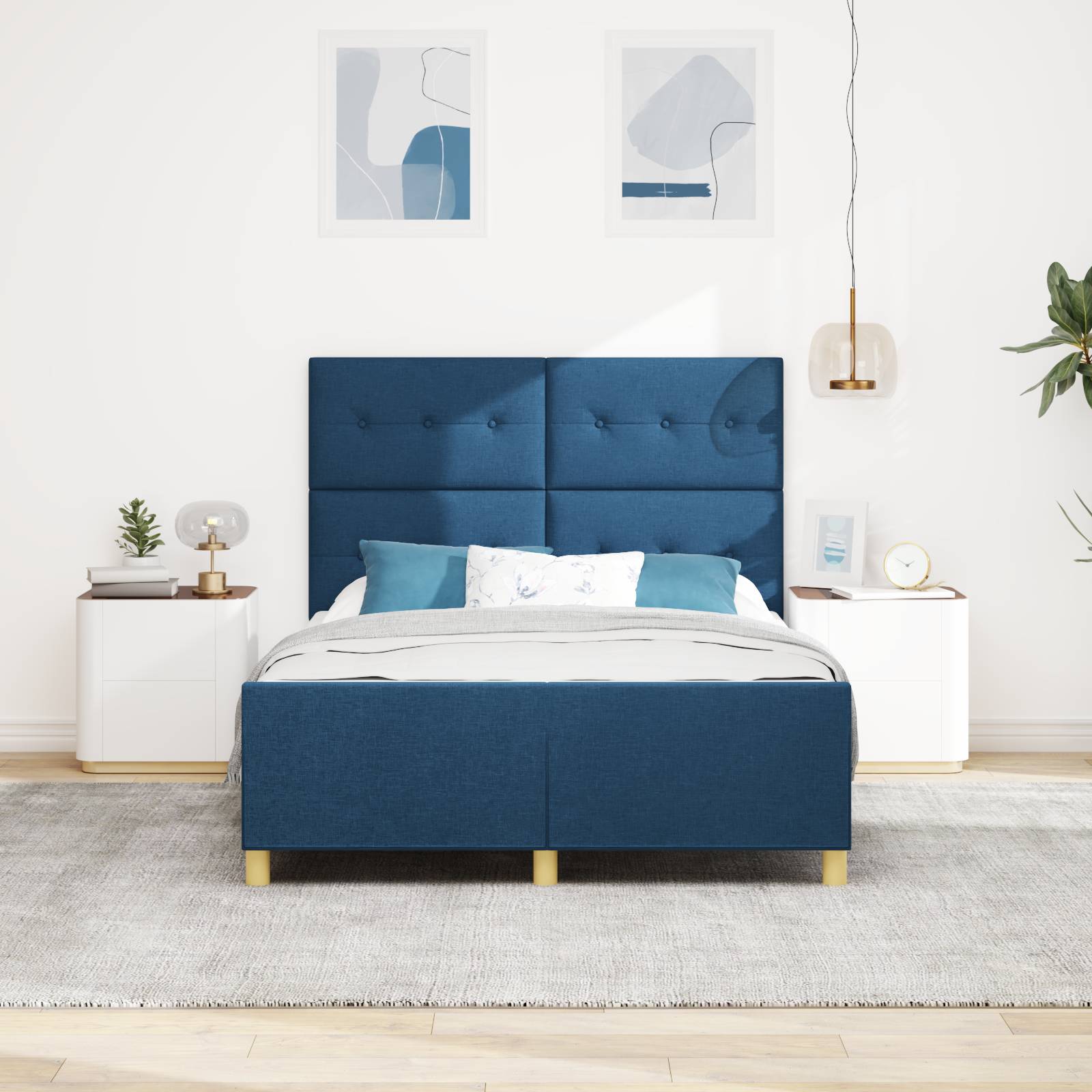 vidaXL Bettgestell Blau 140x190 cm Stoff