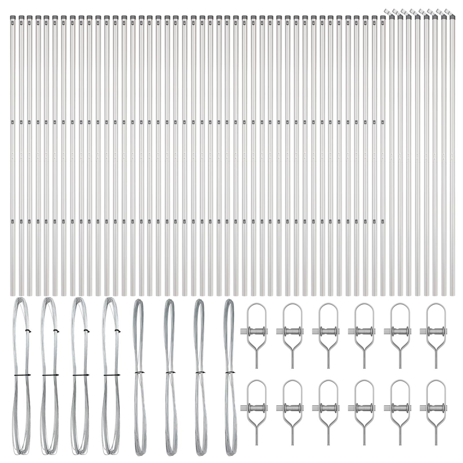 vidaXL Zaunpfosten 52 Stk. Ø32 mm 200 cm Verzinkter Stahl