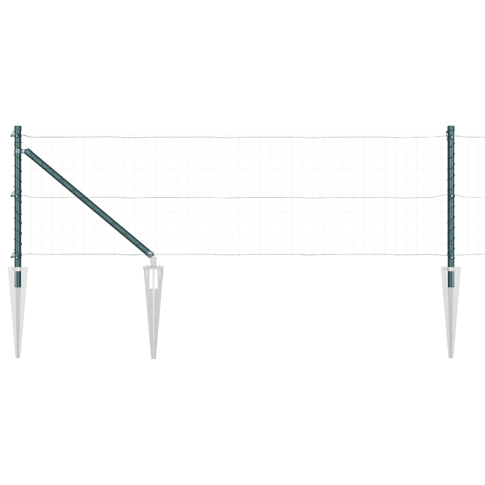 vidaXL Zaunpfosten mit Spitzen 52 Stk. Ø32 mm 100 cm Verzinkter Stahl