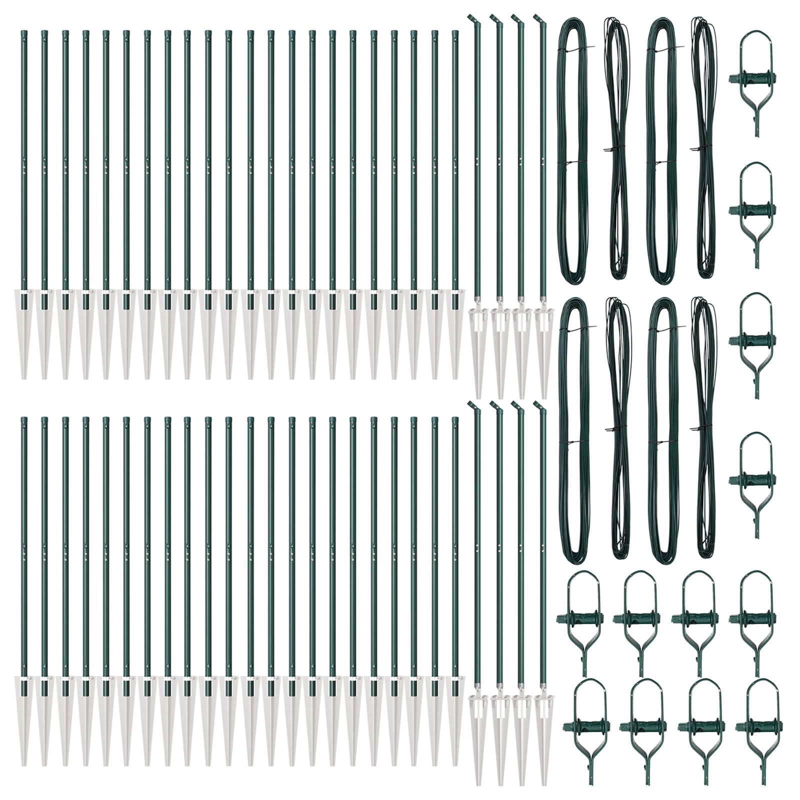 vidaXL Zaunpfosten mit Spitzen 52 Stk. Ø32 mm 140 cm Verzinkter Stahl