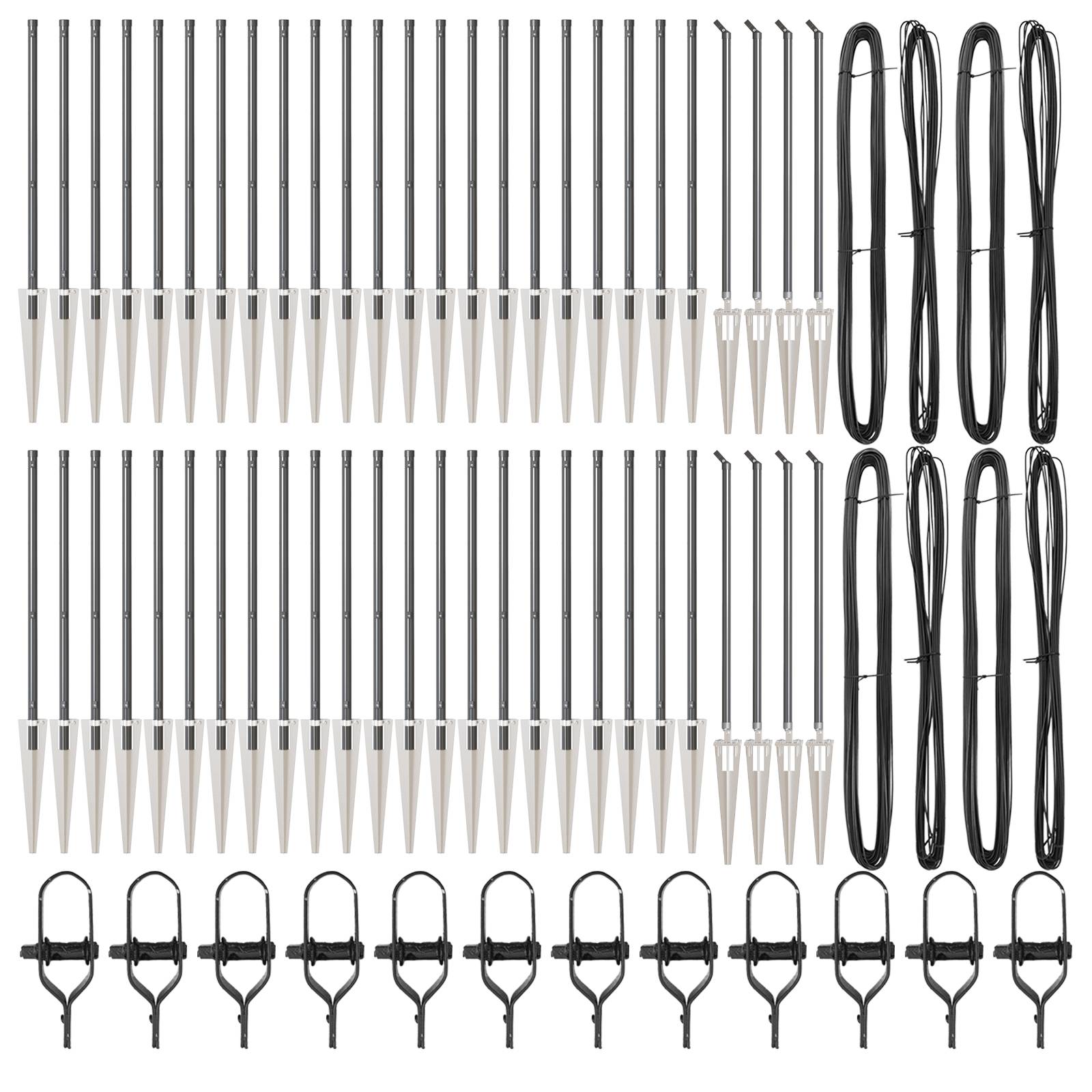 vidaXL Zaunpfosten mit Spitzen 52 Stk. Ø32 mm 80 cm Verzinkter Stahl