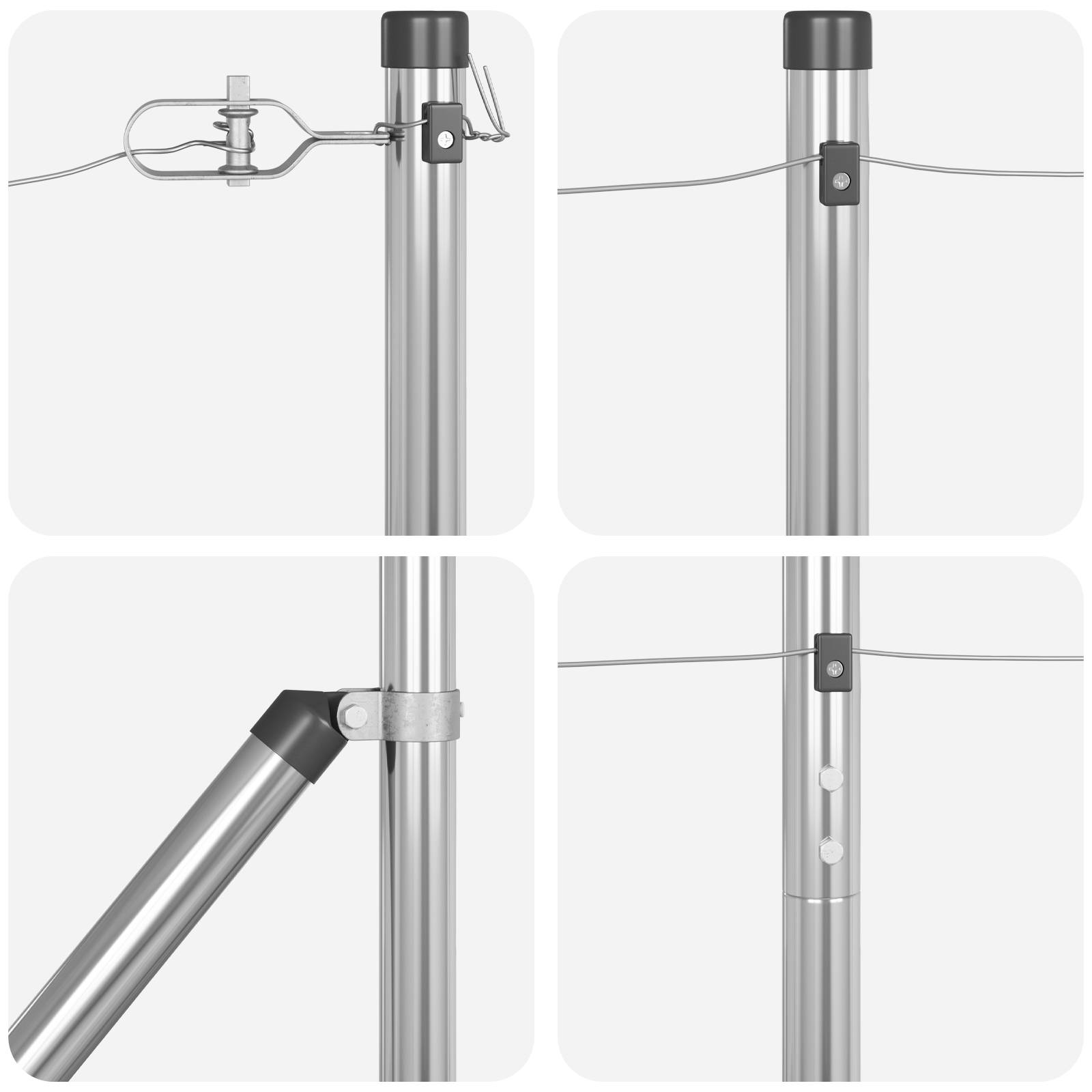 vidaXL Zaunpfosten mit Spitzen 52 Stk. Ø32 mm 170 cm Verzinkter Stahl