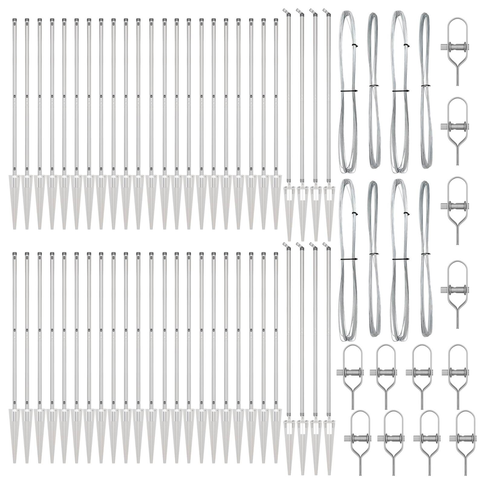 vidaXL Zaunpfosten mit Spitzen 52 Stk. Ø32 mm 60 cm Verzinkter Stahl