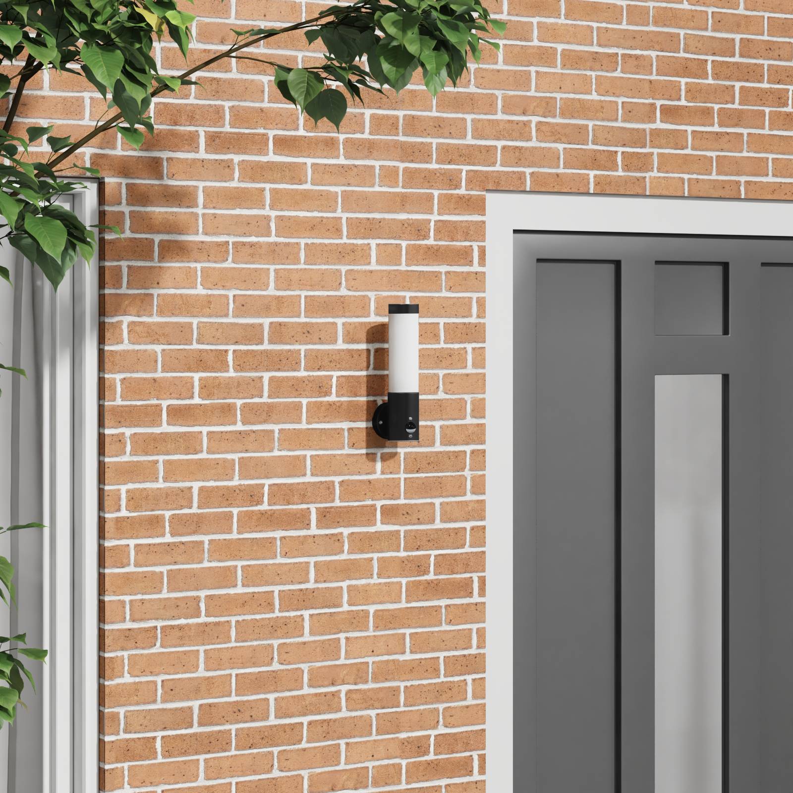 vidaXL Außenwandleuchte mit Sensor Schwarz Edelstahl IP44