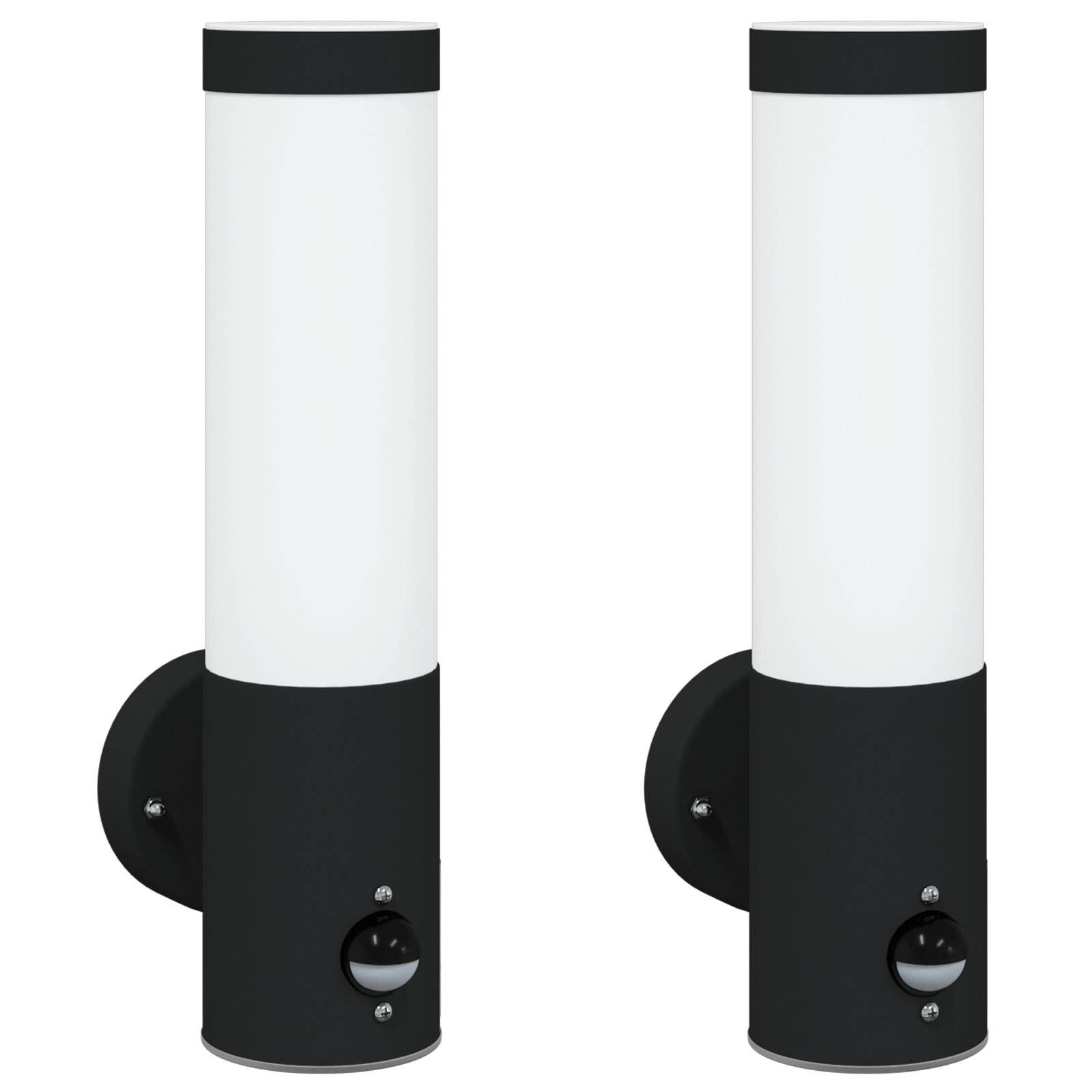 vidaXL Außenwandleuchten mit Sensoren 2 Stk. Schwarz Edelstahl IP44