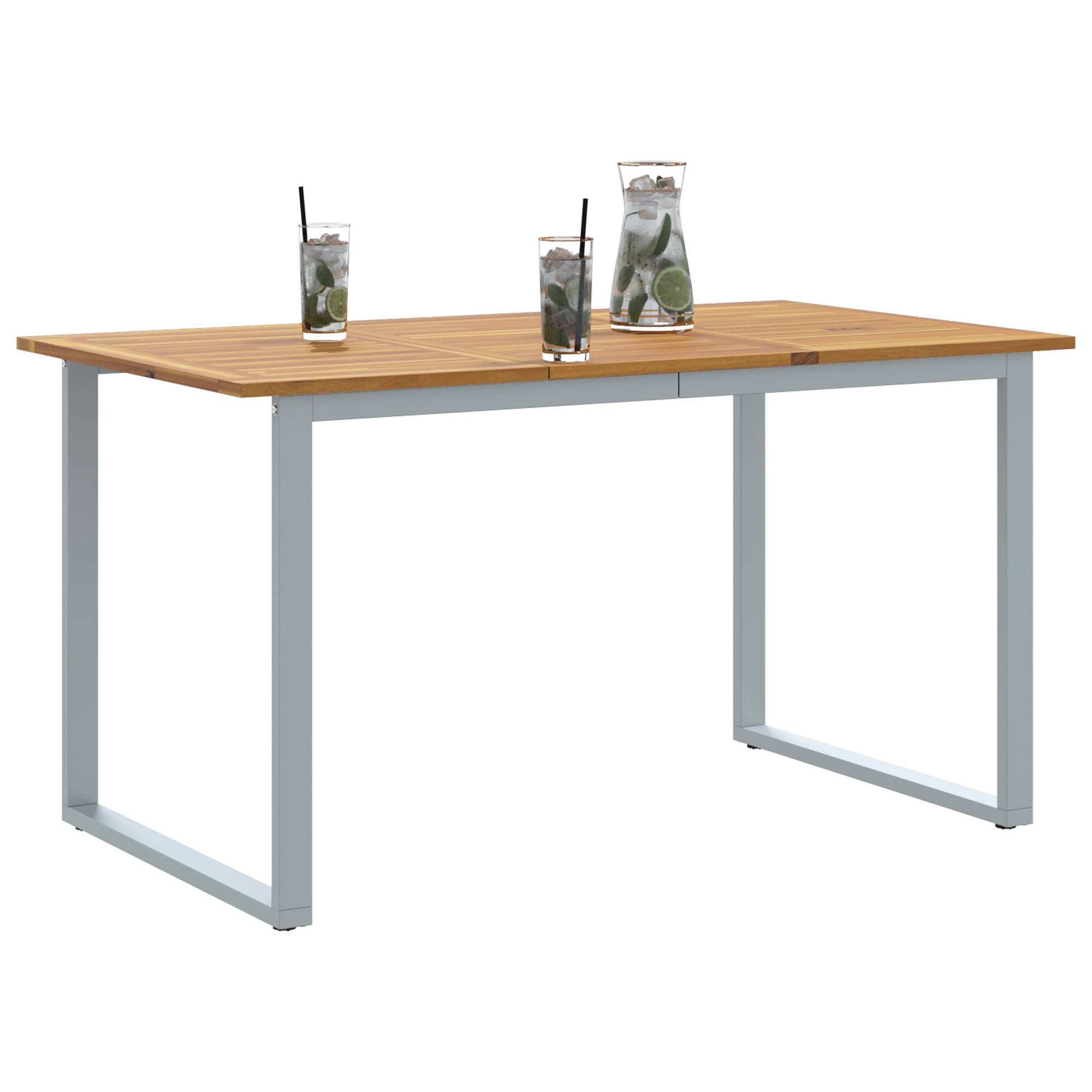 vidaXL Outdoor-Esstisch Grau 140x80x75 cm Stahl & Massivholz Akazie