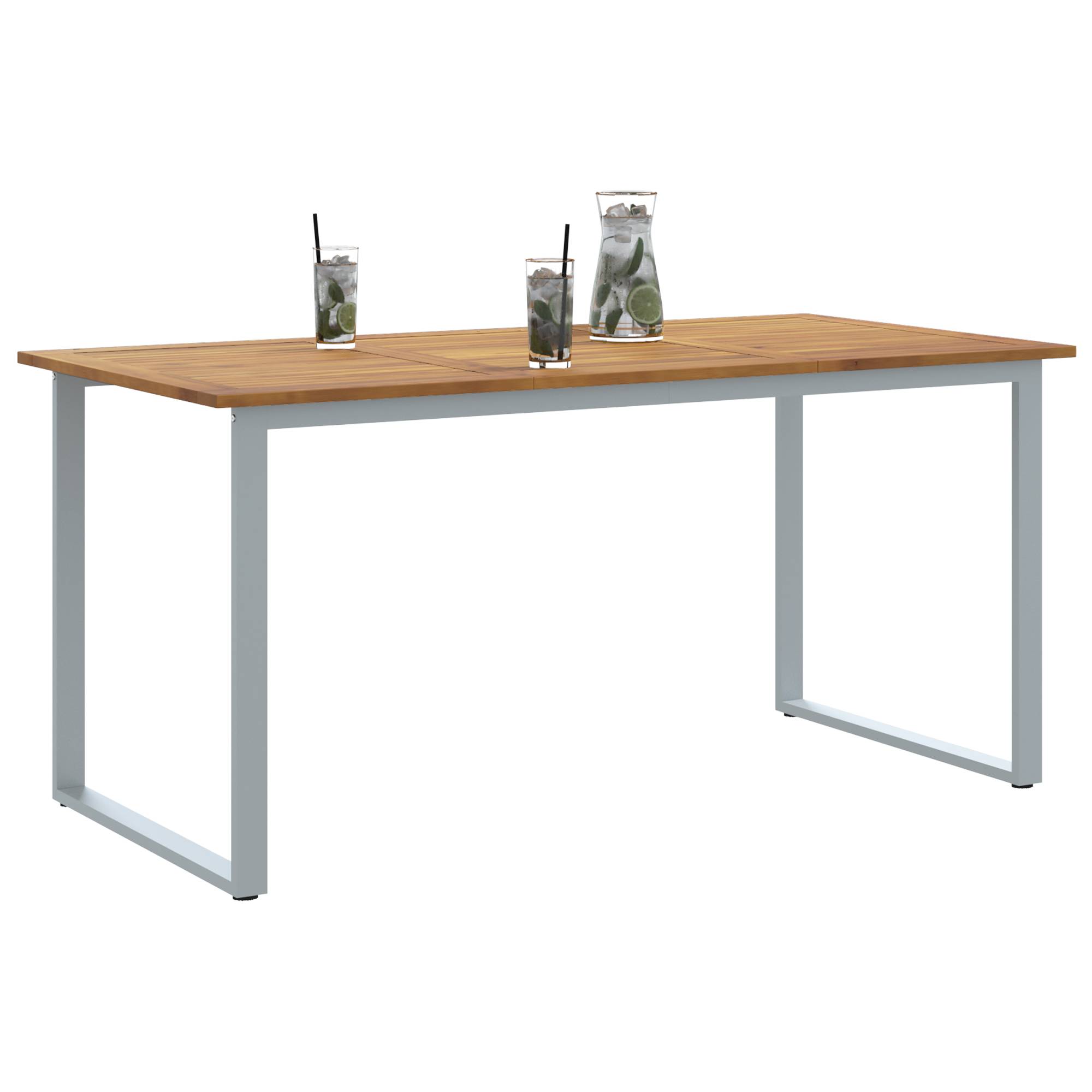 vidaXL Outdoor-Esstisch Grau 160x80x75 cm Stahl & Massivholz Akazie