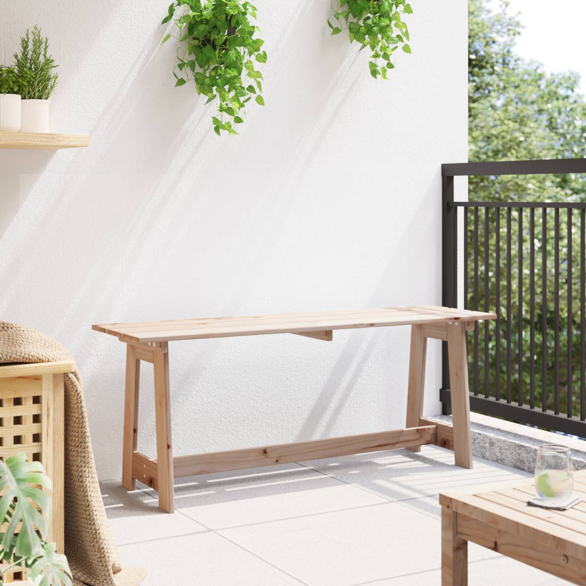 vidaXL Gartenbank 119x35x47 cm Massivholz Kiefer