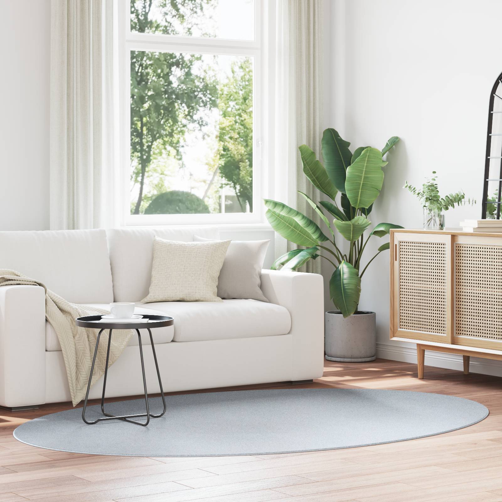 vidaXL Teppich 'HUARTE'Grau 160x230 cm oval