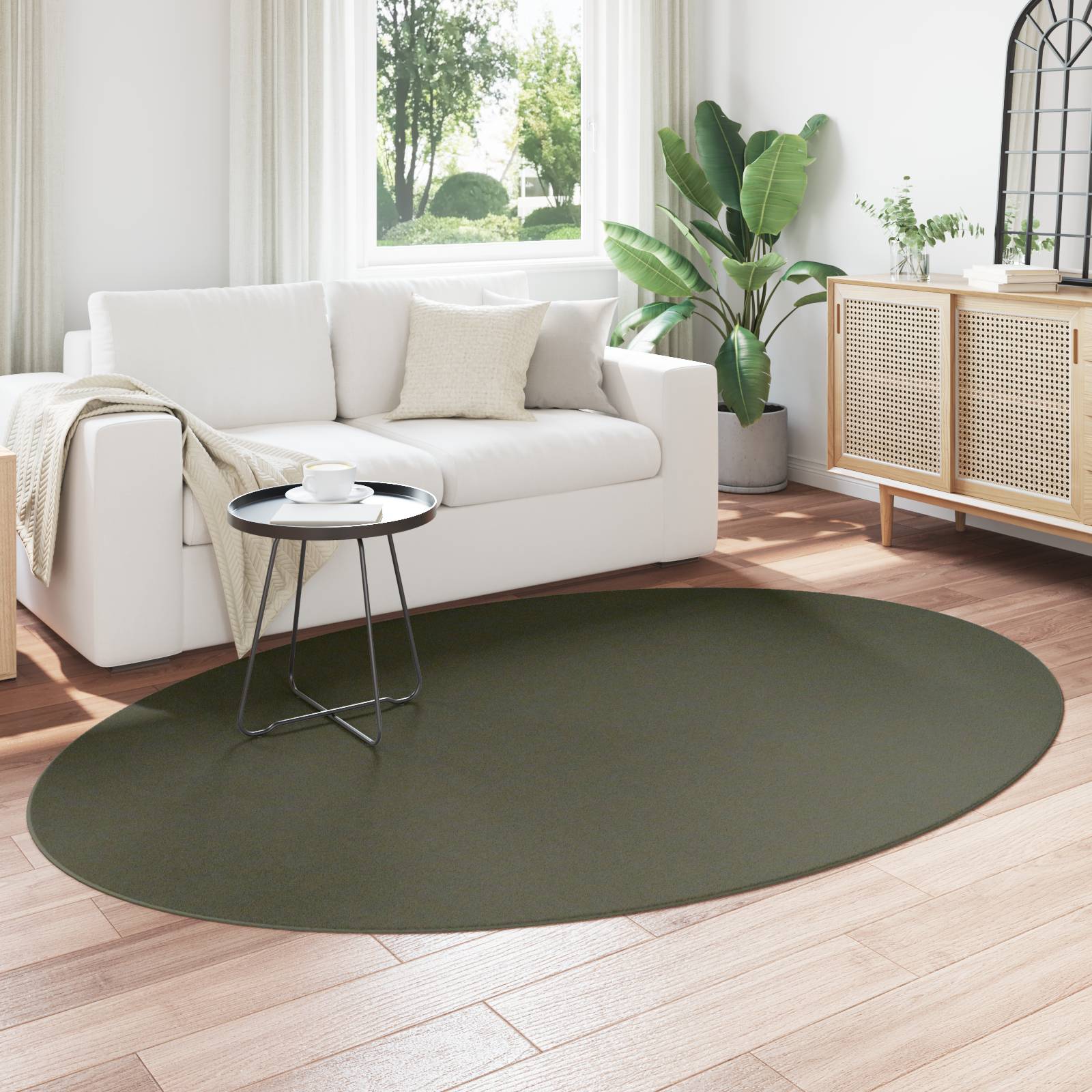 vidaXL Teppich "HUARTE" Waldgrün, 160x230 cm, oval