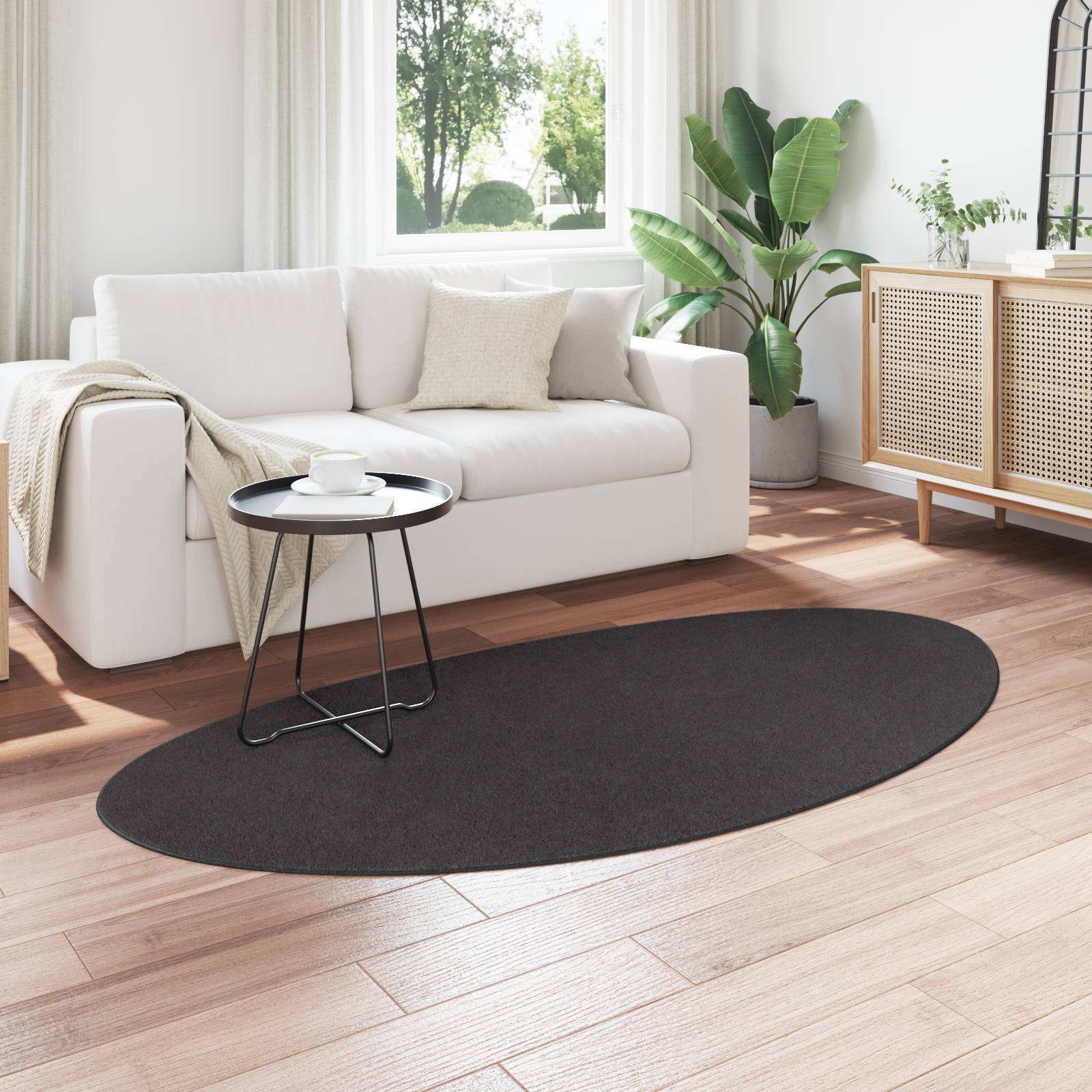 vidaXL Teppich HUARTE Kurzflor Weich & Waschbar Anthrazit 100x200 cm