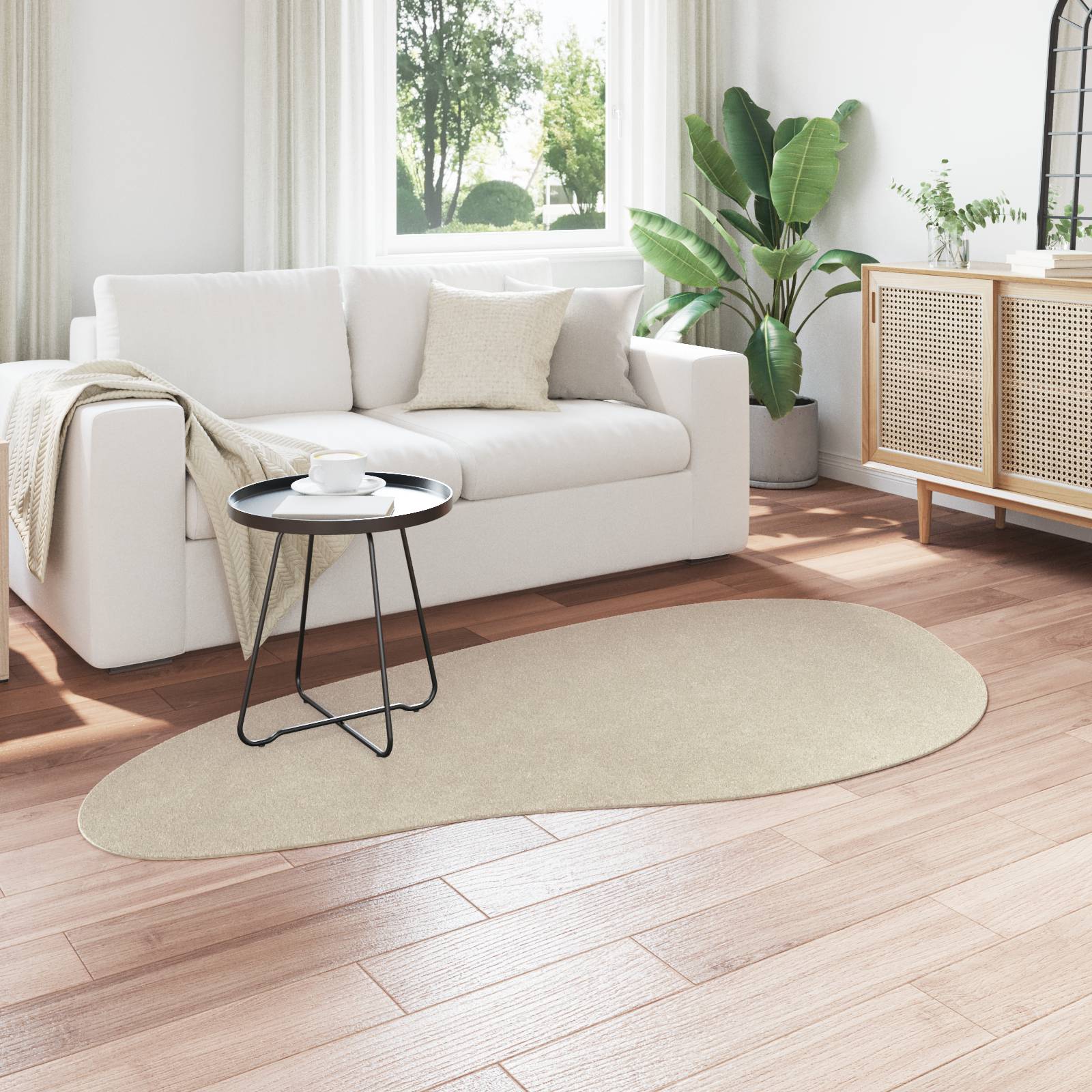 vidaXL Teppich HUARTE Kurzflor Weich & Waschbar Beige 100x200 cm
