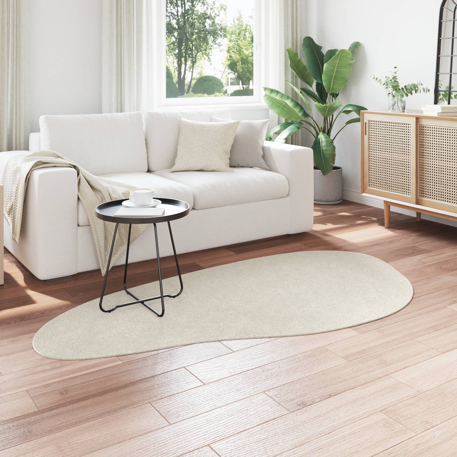 vidaXL Teppich HUARTE Kurzflor Weich & Waschbar Creme 100x200 cm