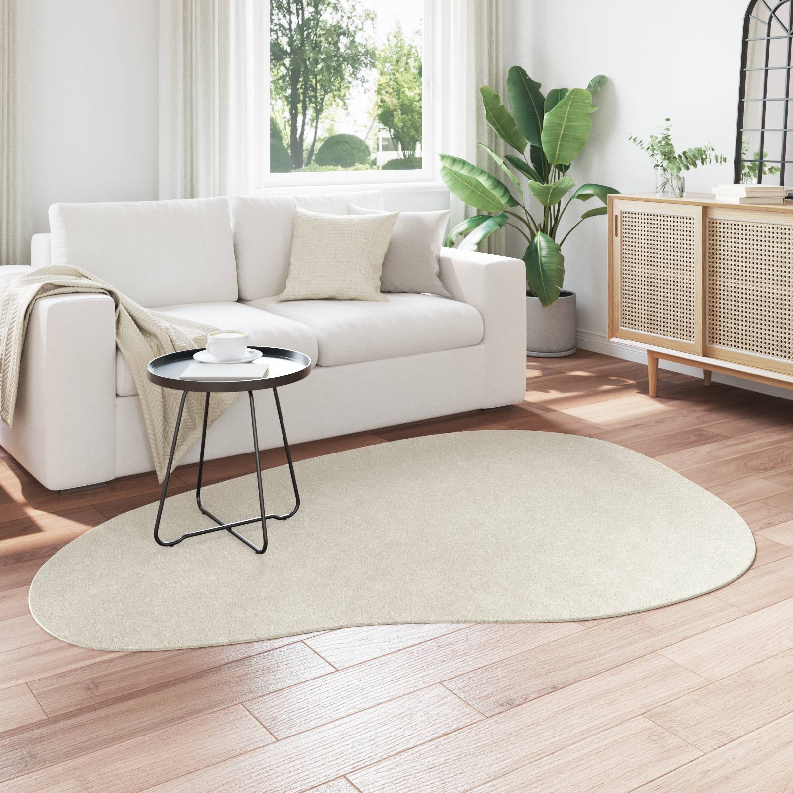 vidaXL Teppich HUARTE Kurzflor Weich & Waschbar Creme 140x200 cm