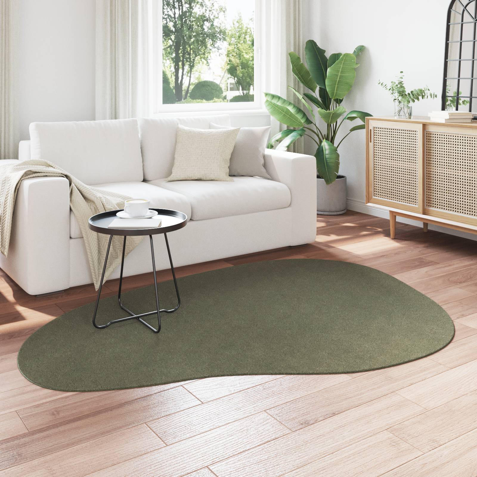vidaXL Teppich HUARTE Kurzflor Weich & Waschbar Waldgrün 140x200 cm
