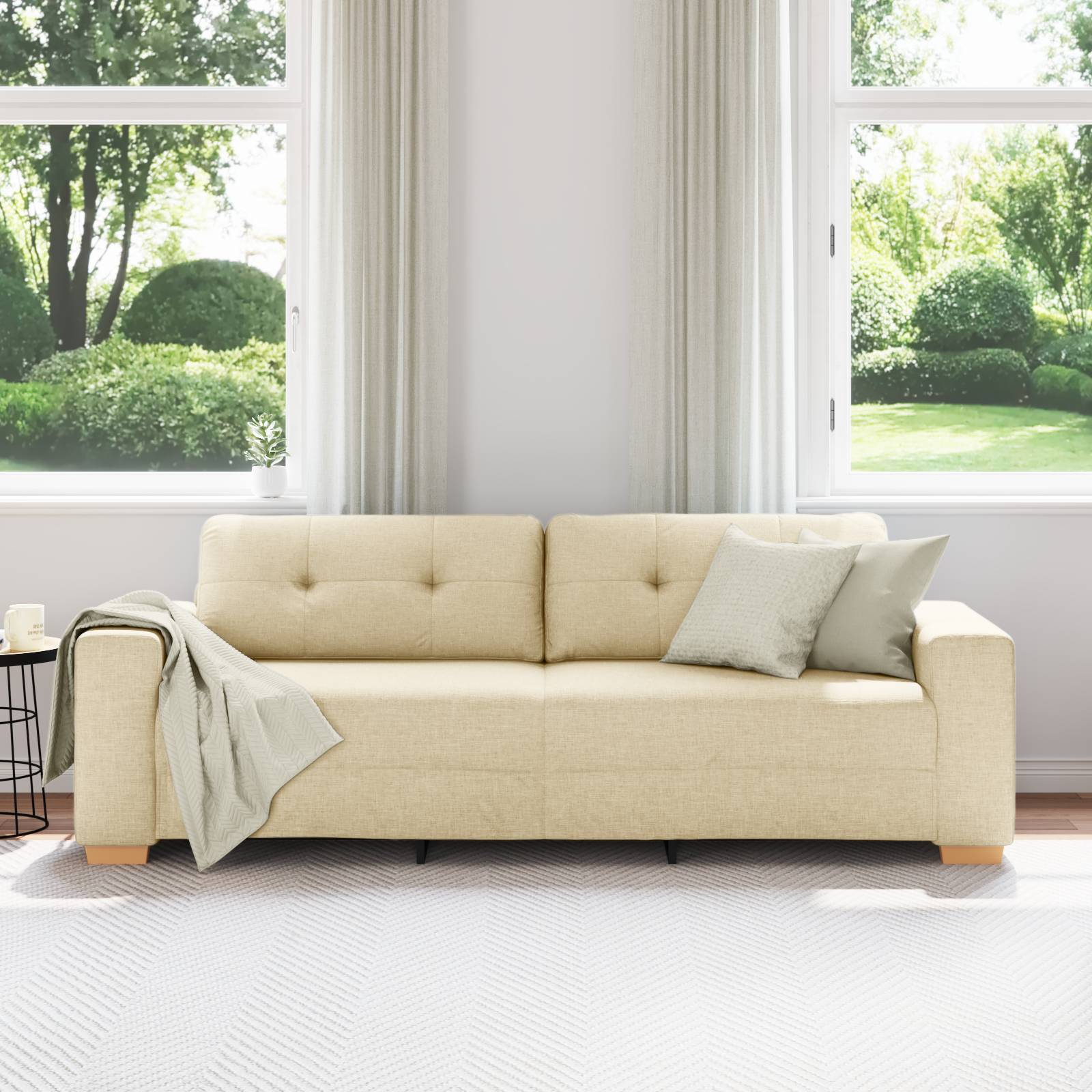 vidaXL Sofa 3-Sitzer Creme 180 cm Stoff