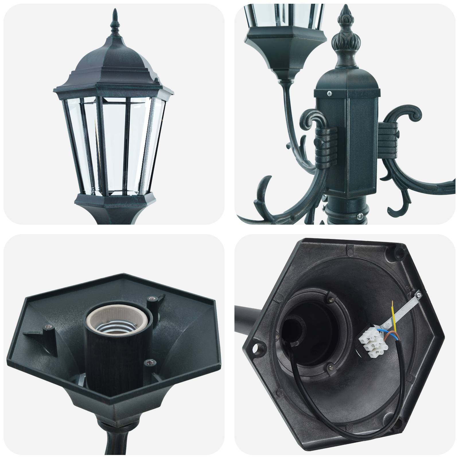 vidaXL Mastleuchte 3-Flammig E27 Grün 220 cm Aluminium