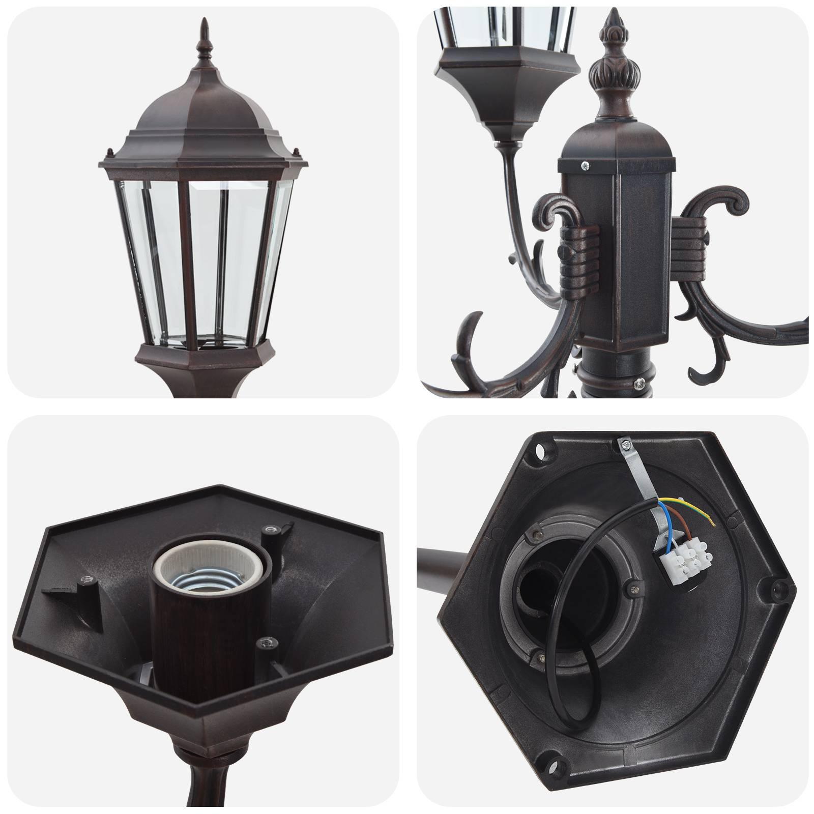 vidaXL Mastleuchte 3-Flammig E27 Bronzen 220 cm Aluminium