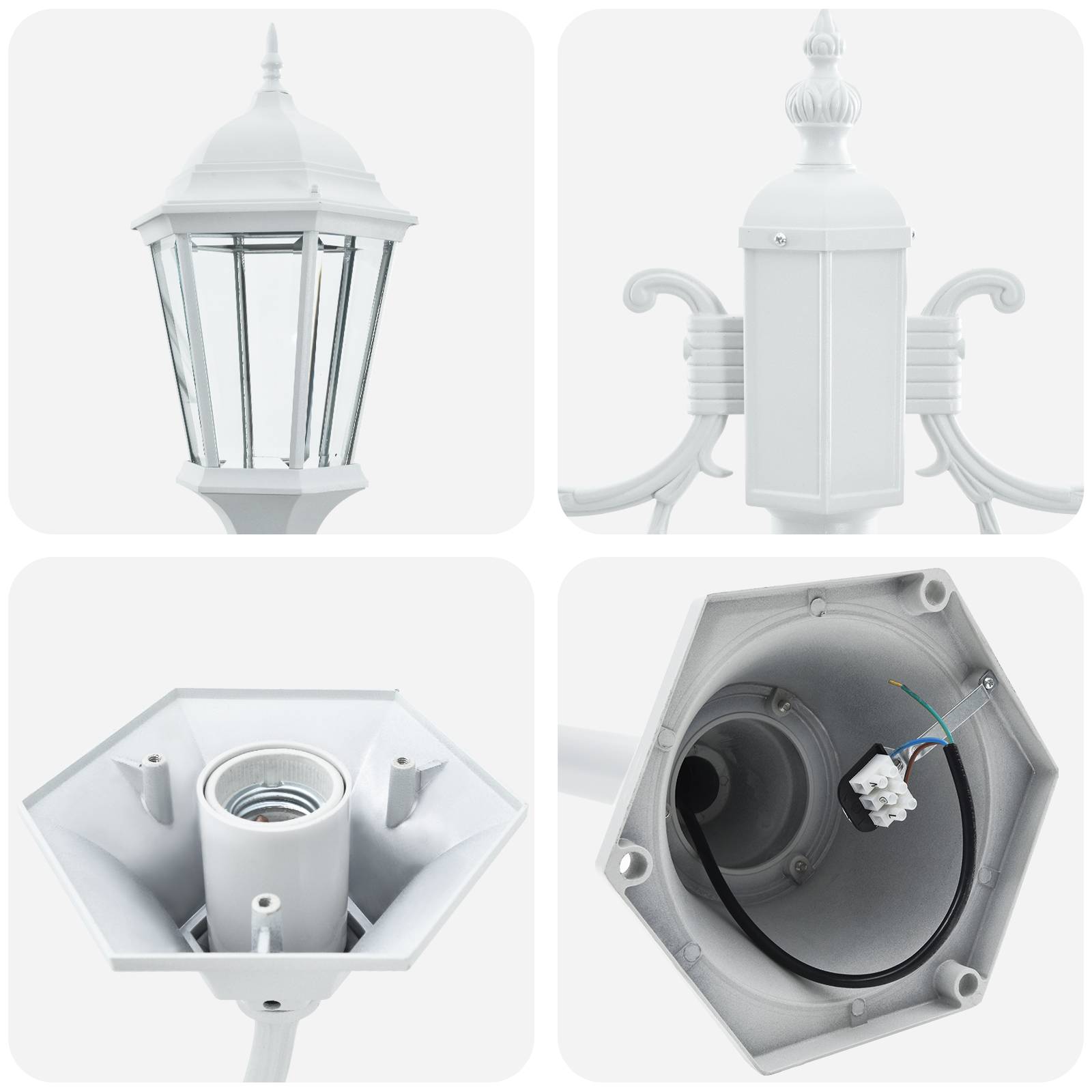 vidaXL Mastleuchte 2-Flammig E27 Weiß 220 cm Aluminium