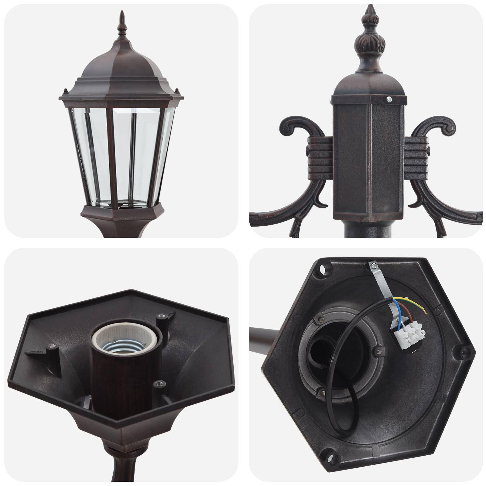 vidaXL Mastleuchte 2-Flammig E27 Bronzen 220 cm Aluminium