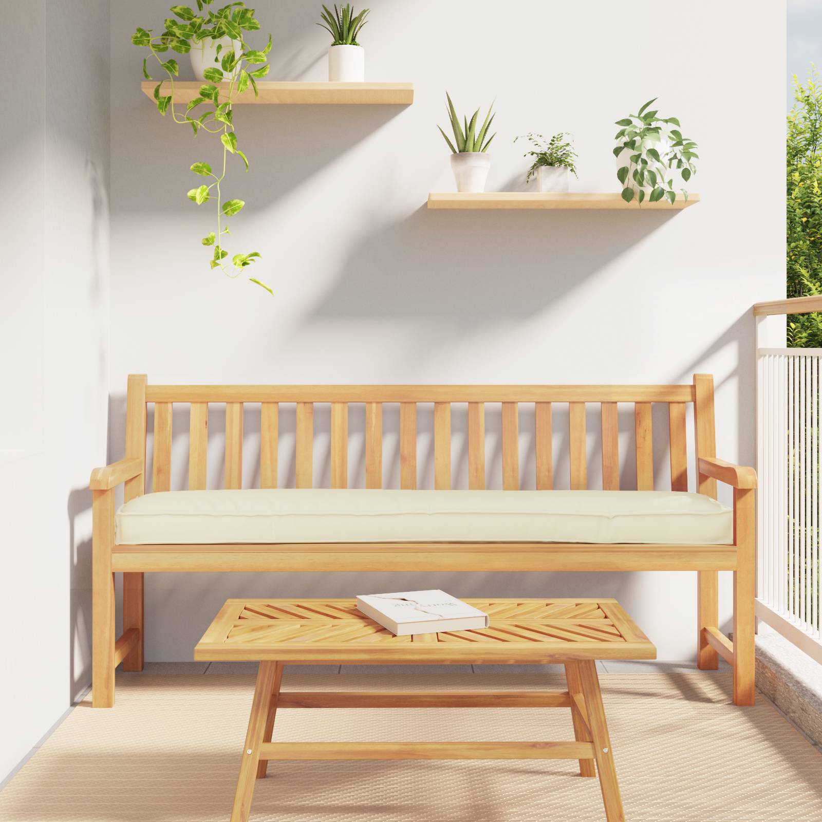 vidaXL Pallet Kissen für die Bank 2 Stück Creme 200x40x8 cm Oxford Stoff