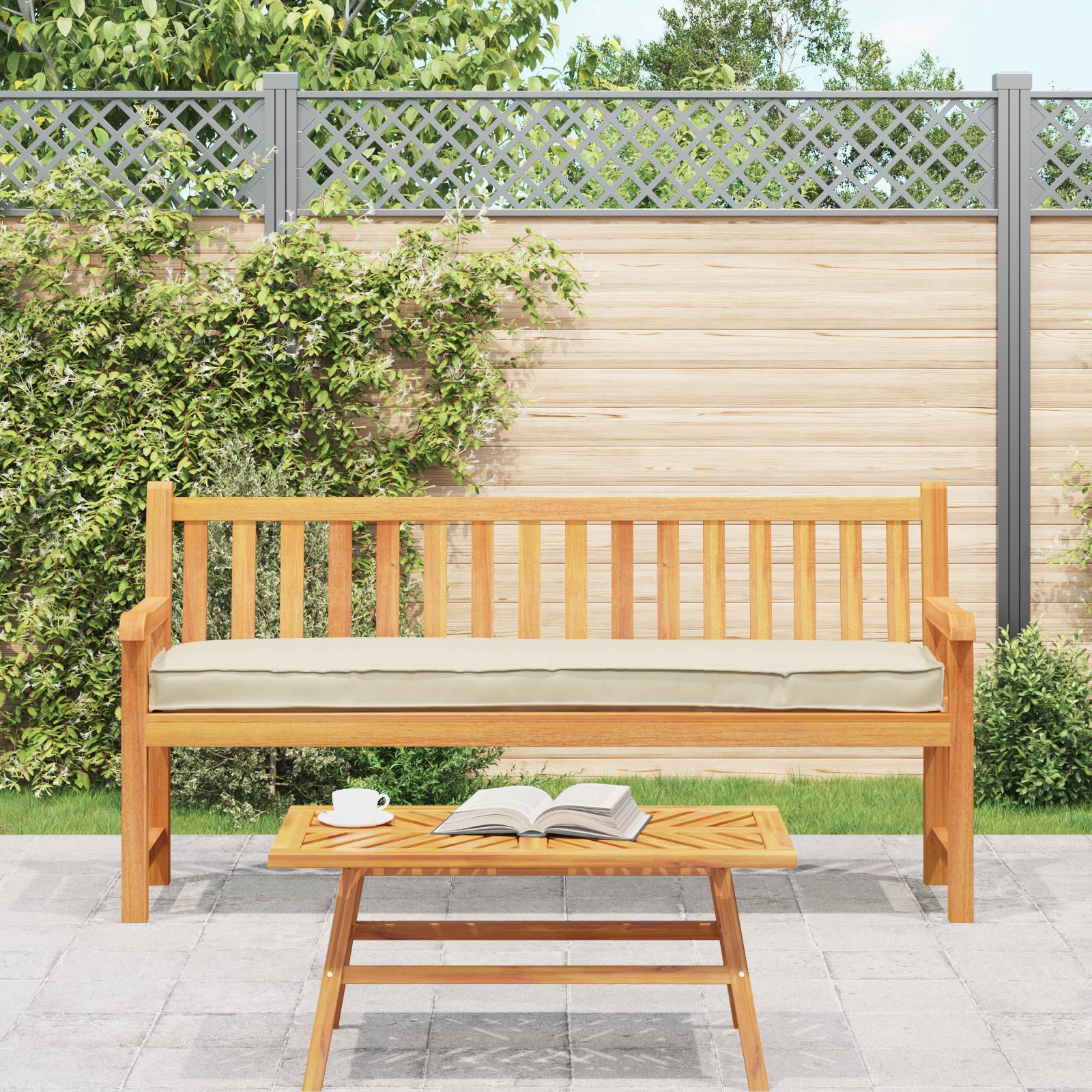 vidaXL Pallet Kissen für die Bank 2 Stück Creme 200x40x8 cm Oxford Stoff