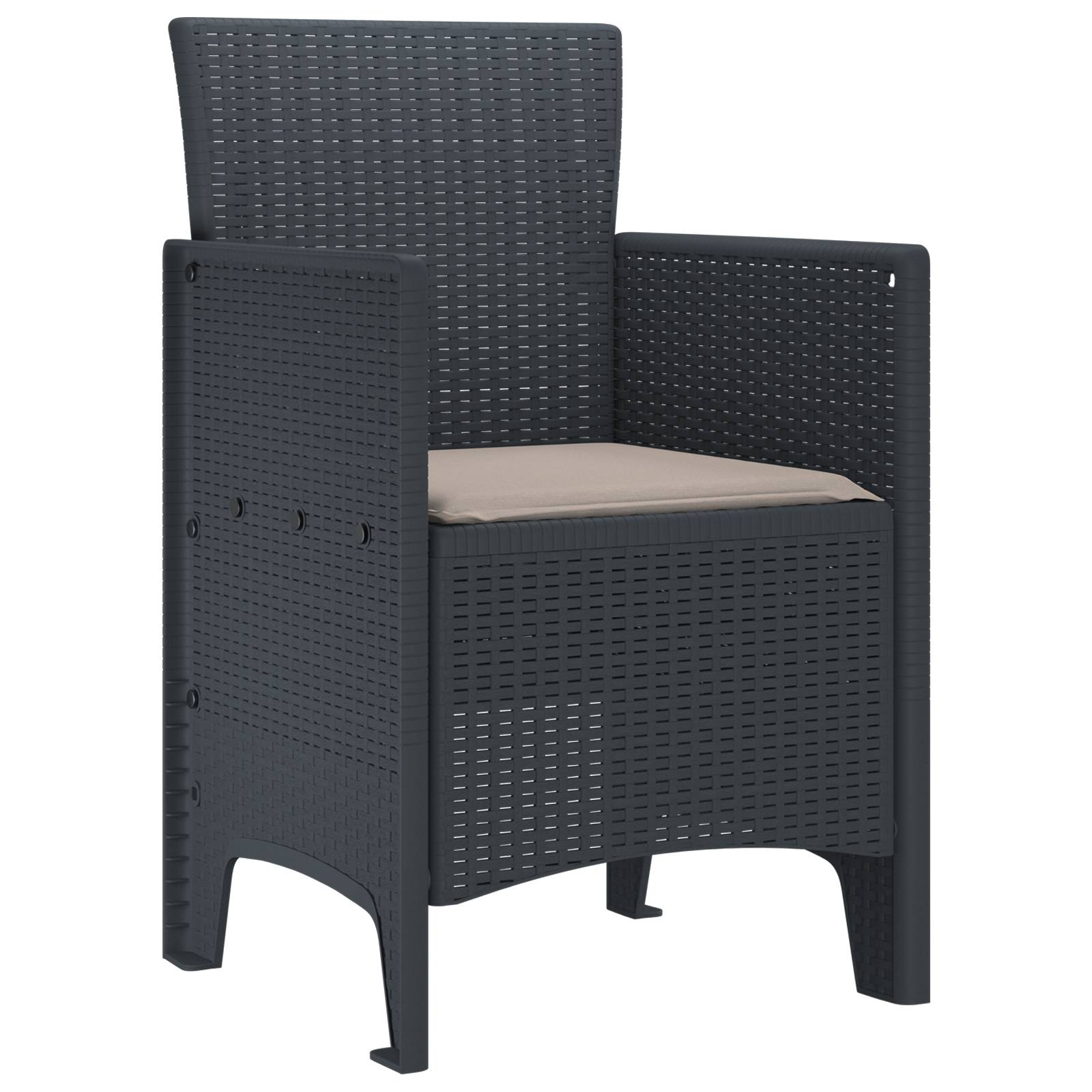 vidaXL Gartenstühle mit Kissen 4 Stk. Anthrazit Poly Rattan