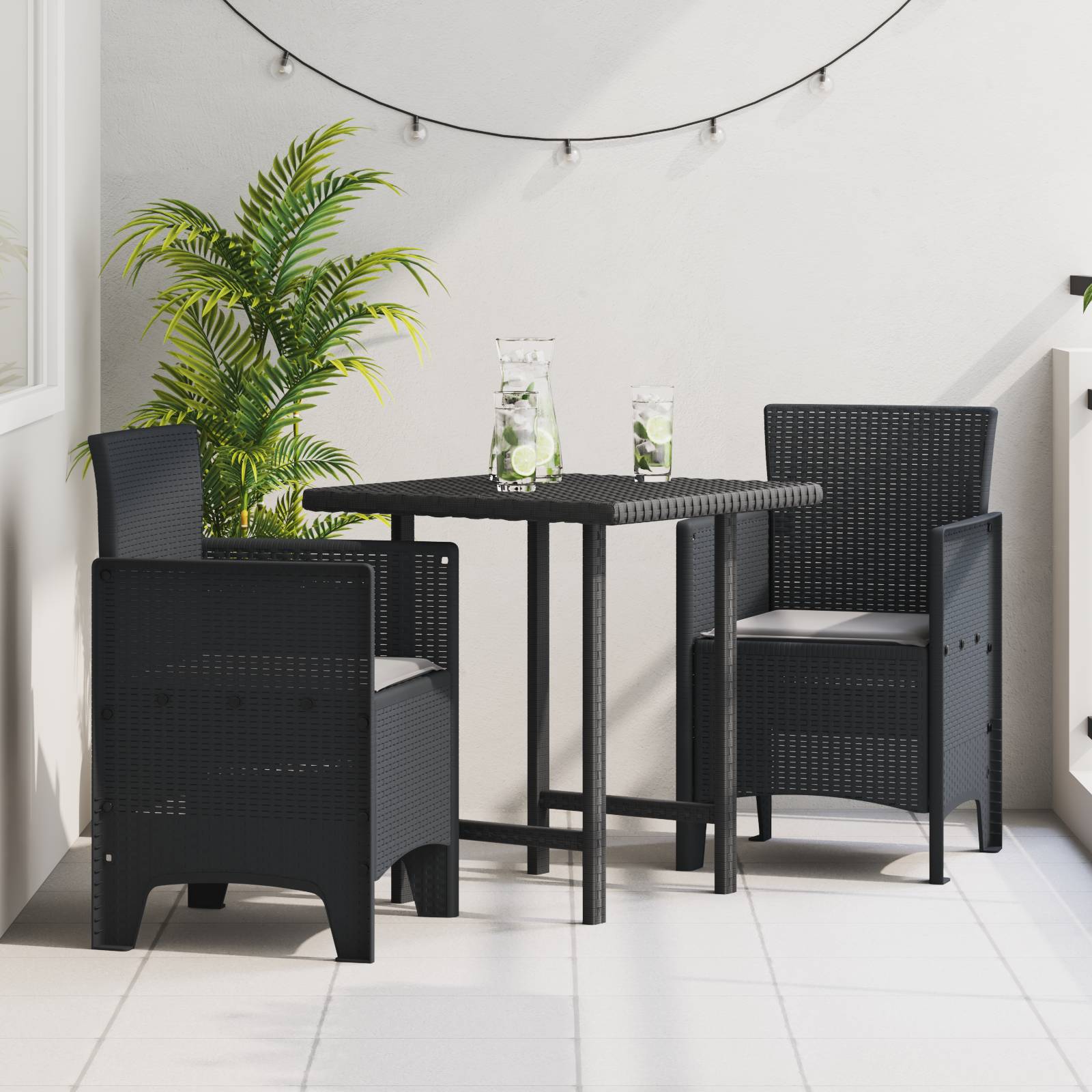 vidaXL Gartenstühle mit Kissen 2 Stk. Anthrazit Poly Rattan