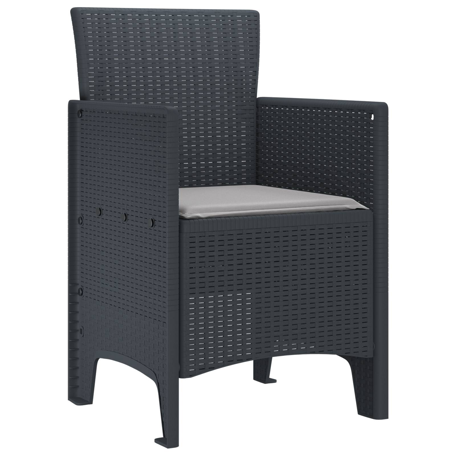 vidaXL Gartenstühle mit Kissen 2 Stk. Anthrazit Poly Rattan