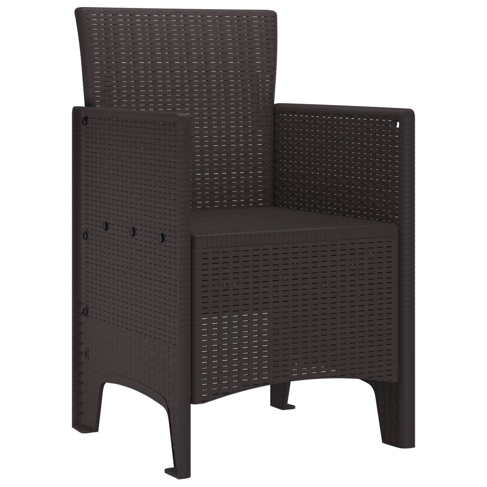 vidaXL Gartenstühle 2 Stück braunes Poly-Rattan
