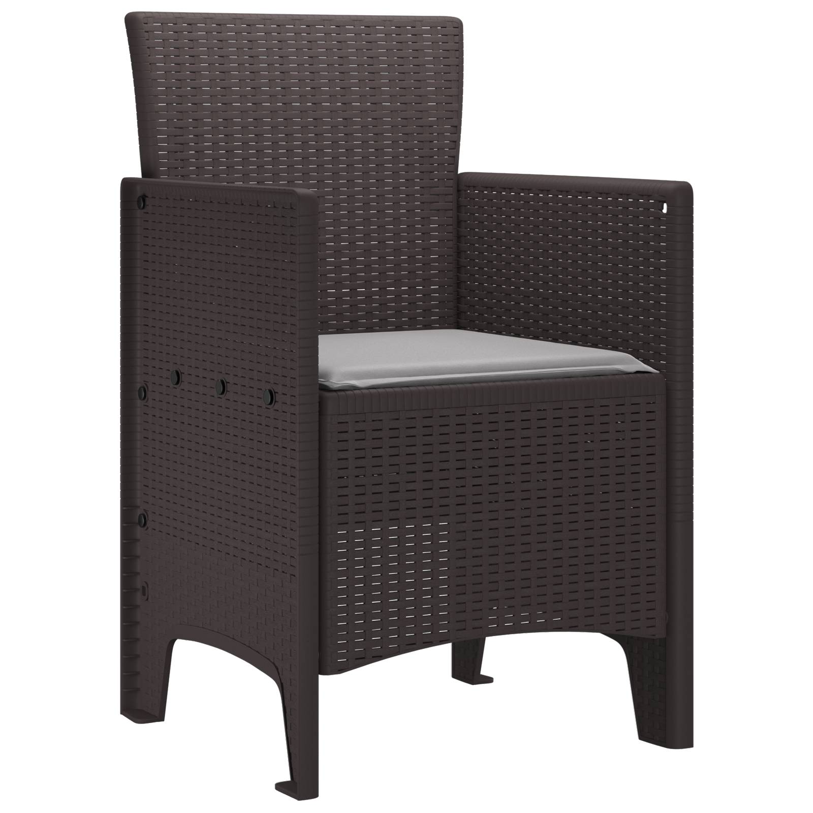 vidaXL Gartenstühle mit Kissen 2 Stk. Braun Poly Rattan