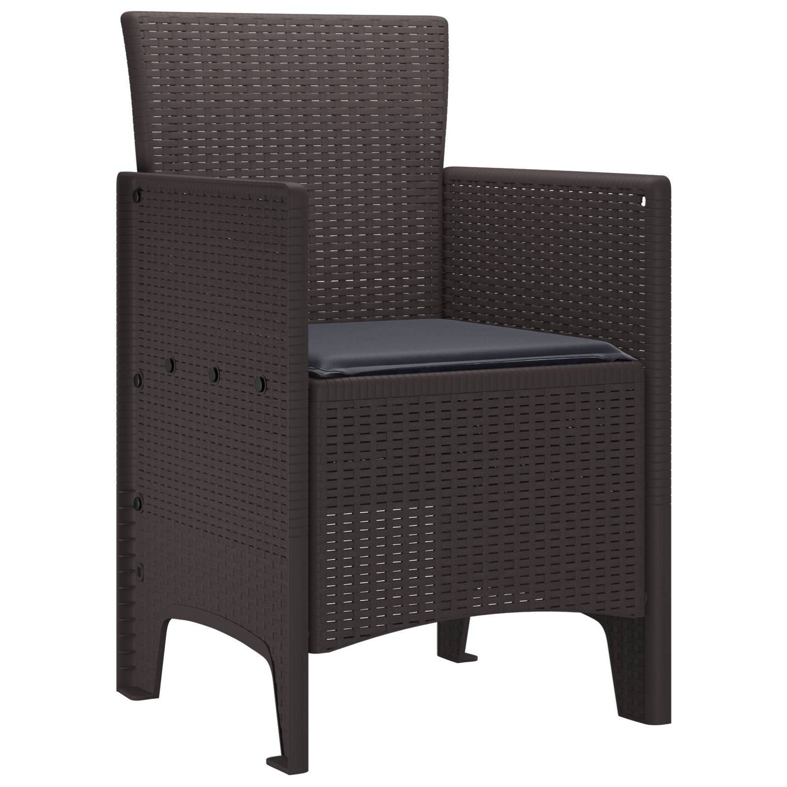 vidaXL Gartenstühle mit Kissen 2 Stk. Braun Poly Rattan