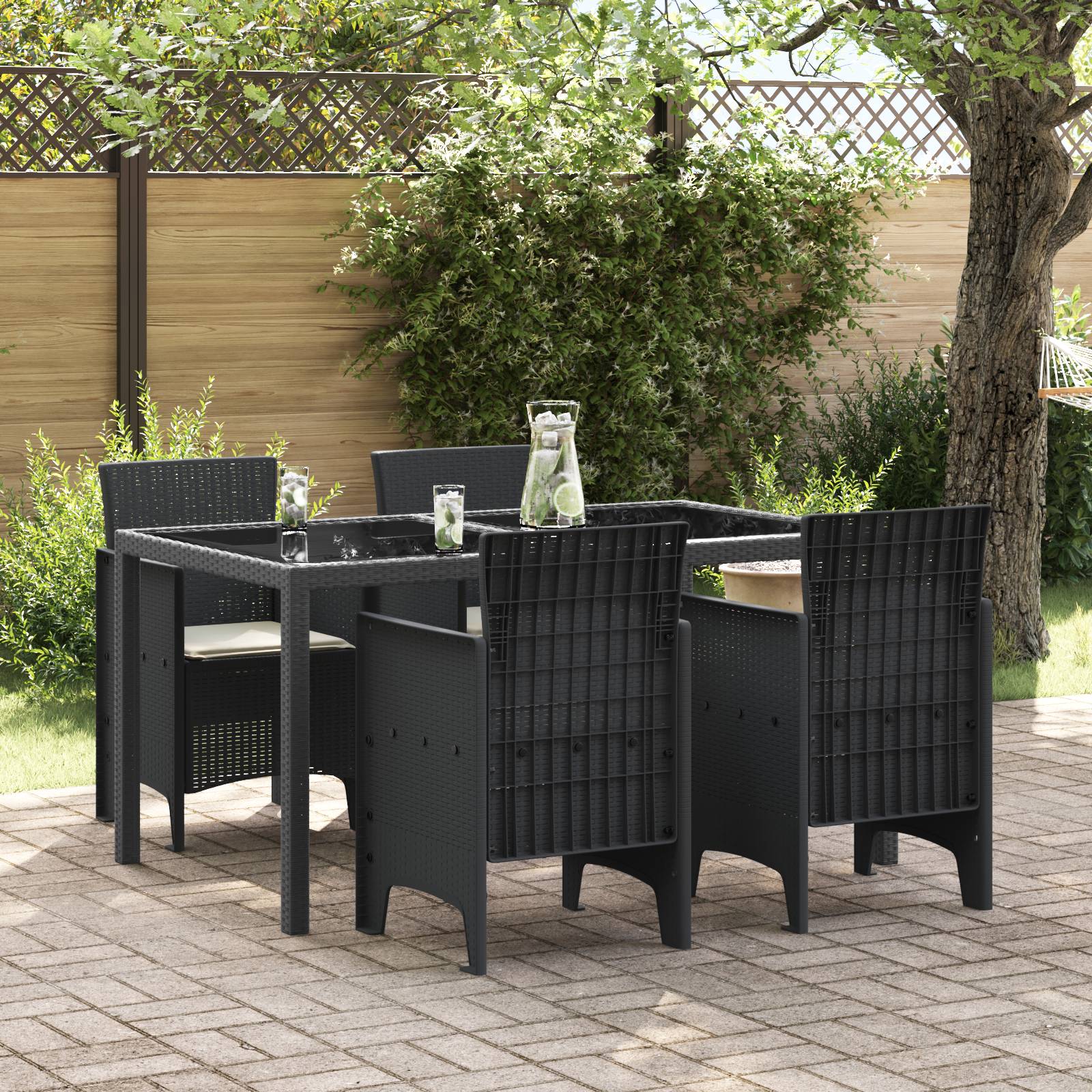 vidaXL Gartenstühle mit Kissen 4 Stk. Anthrazit Poly Rattan