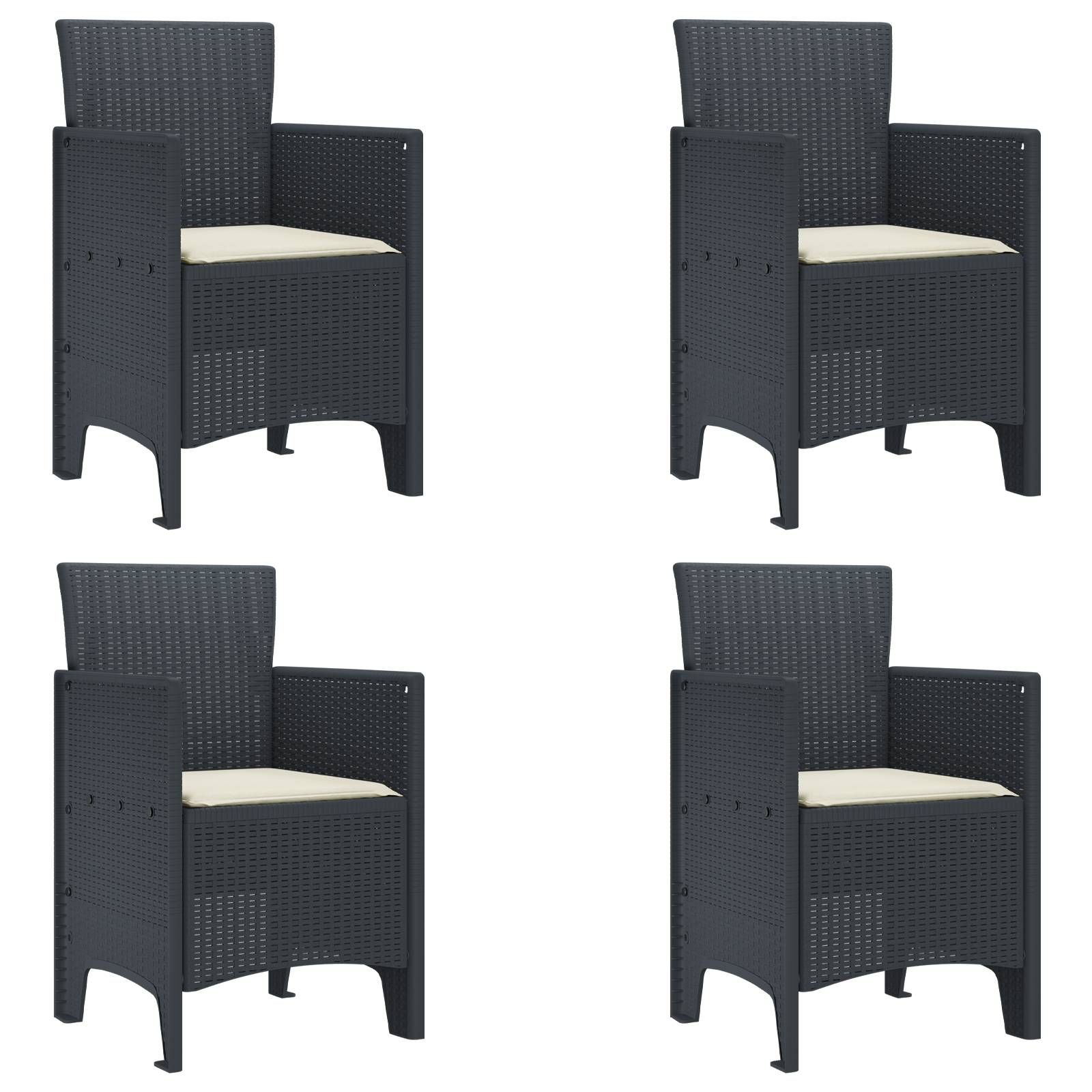 vidaXL 5-teiliges Garten Essset mit Kissen Anthrazit Poly Rattan