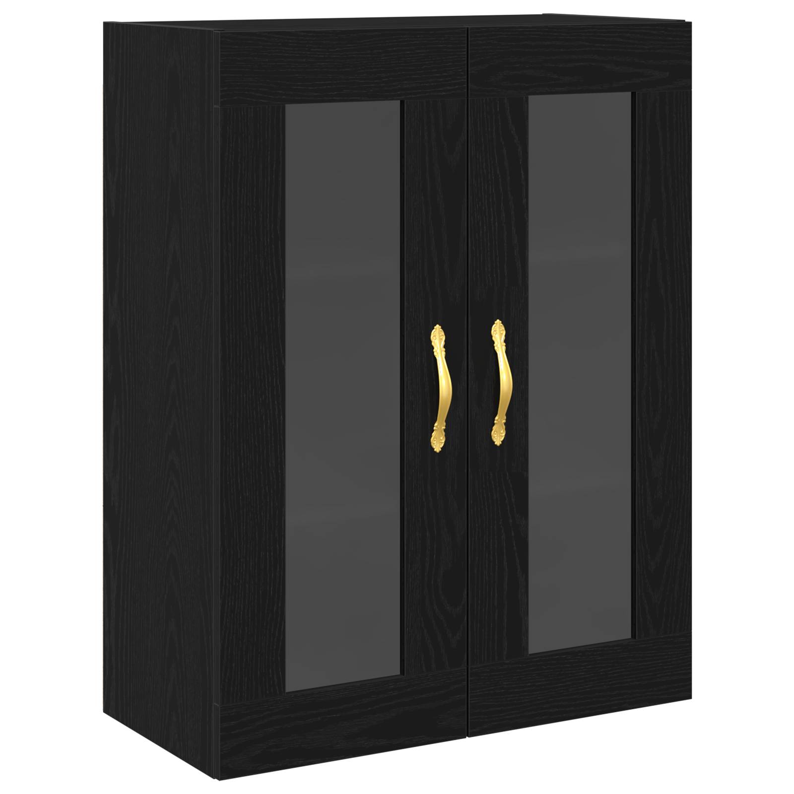 vidaXL Wandschrank mit Glastüren Schwarz Eiche 69,5x34x90 cm