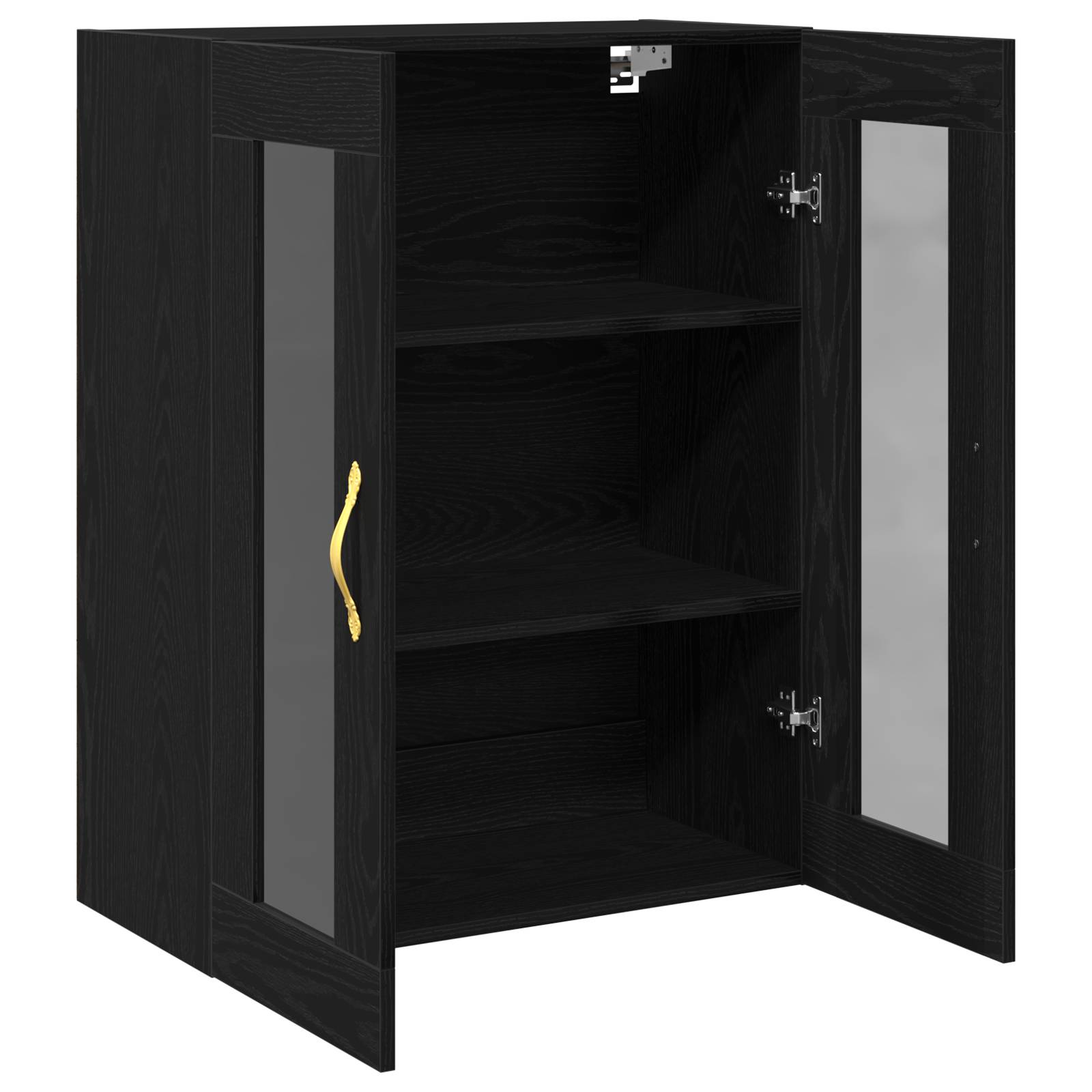 vidaXL Wandschrank mit Glastüren Schwarz Eiche 69,5x34x90 cm