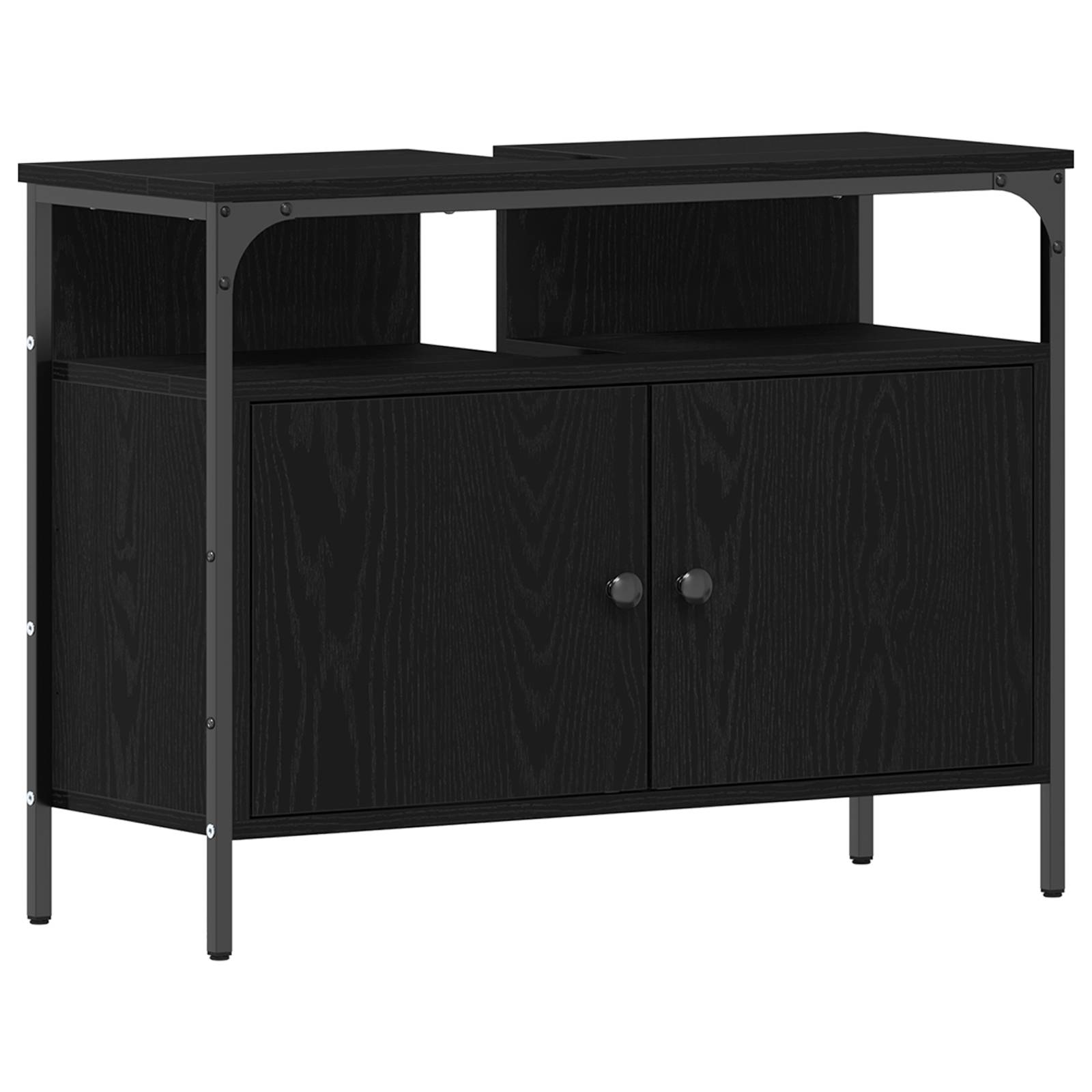 vidaXL Waschbeckenunterschrank Schwarz Eiche 80x30x60 cm Holzwerkstoff