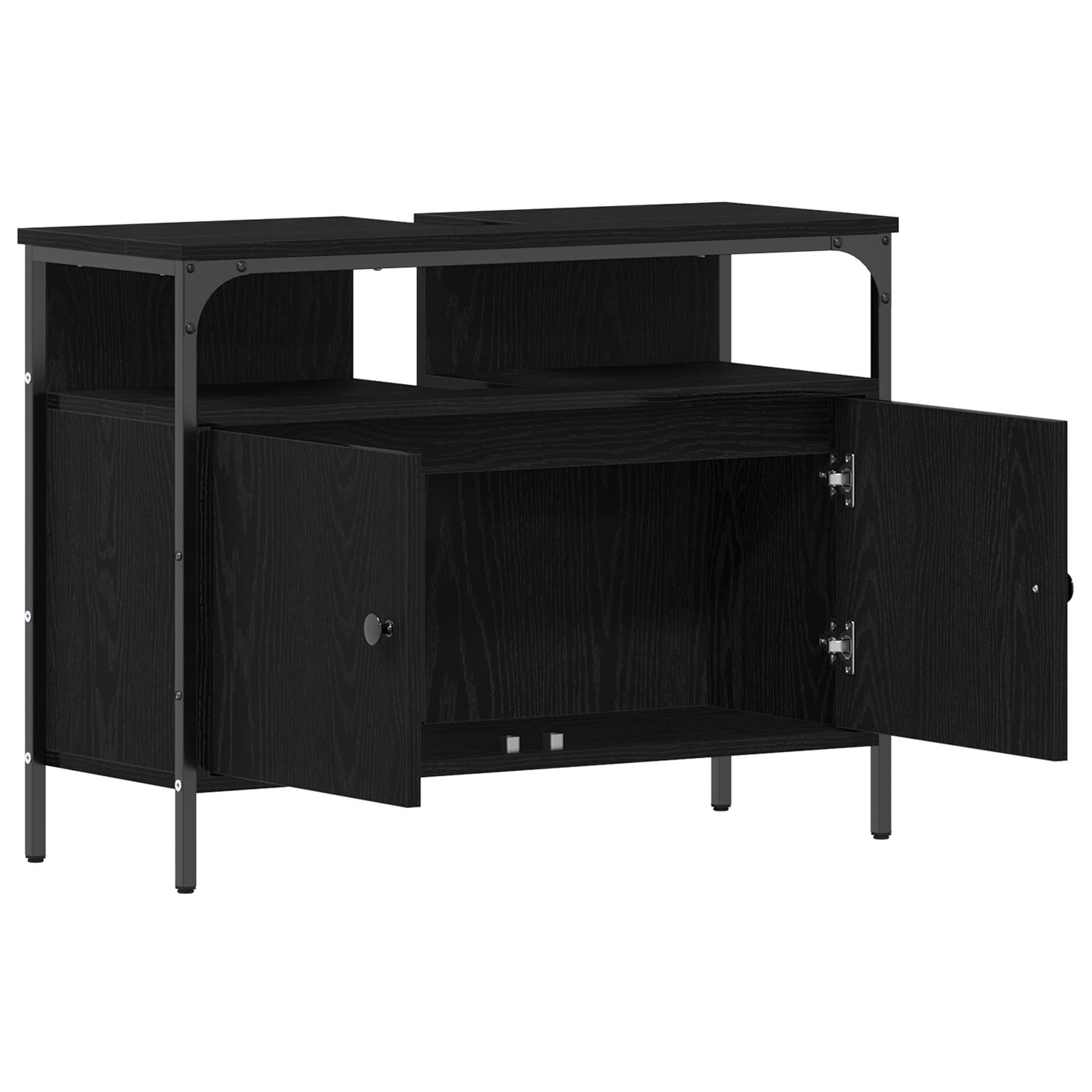 vidaXL Waschbeckenunterschrank Schwarz Eiche 80x30x60 cm Holzwerkstoff