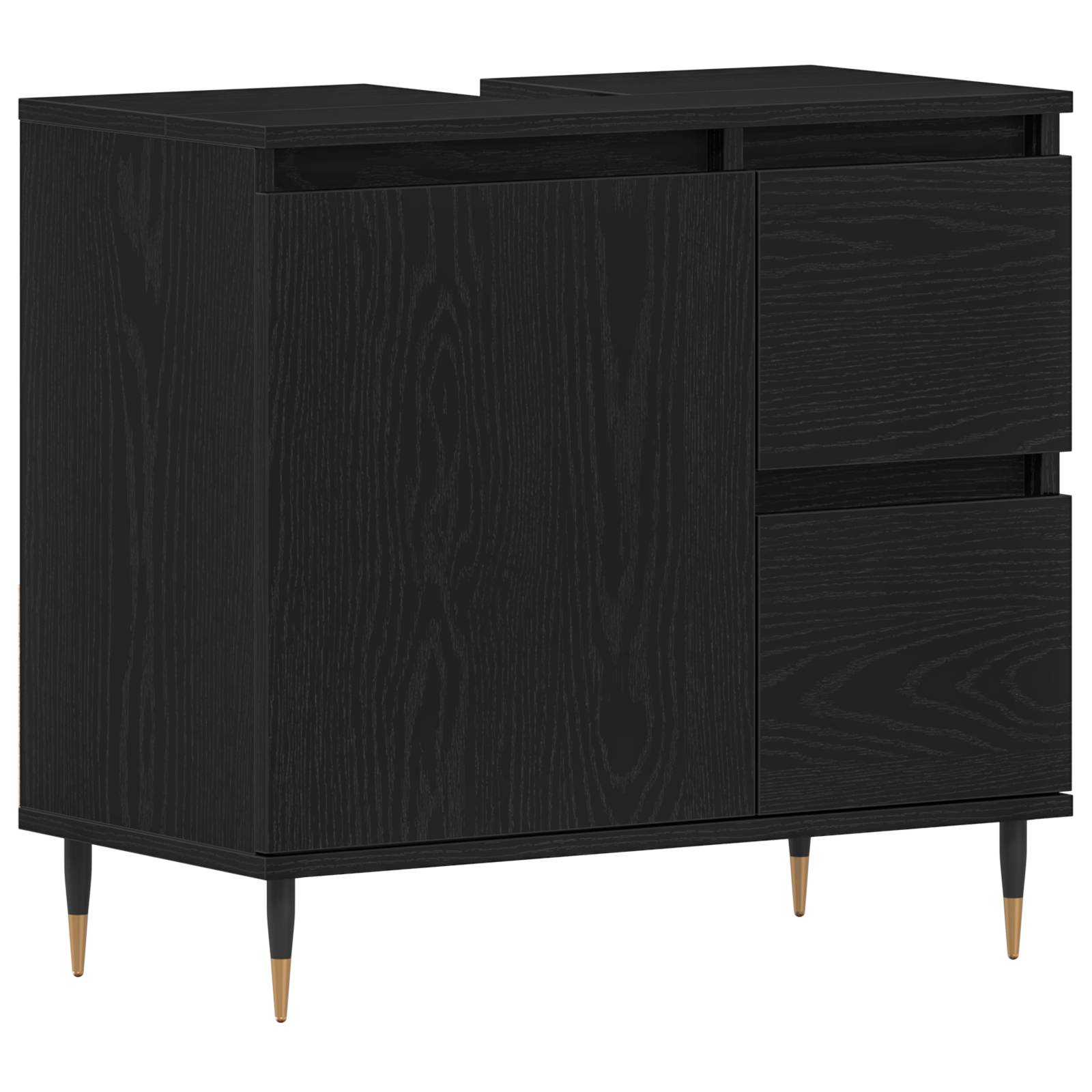 vidaXL Waschbeckenunterschrank Schwarz Eiche 65x33x60 cm Holzwerkstoff