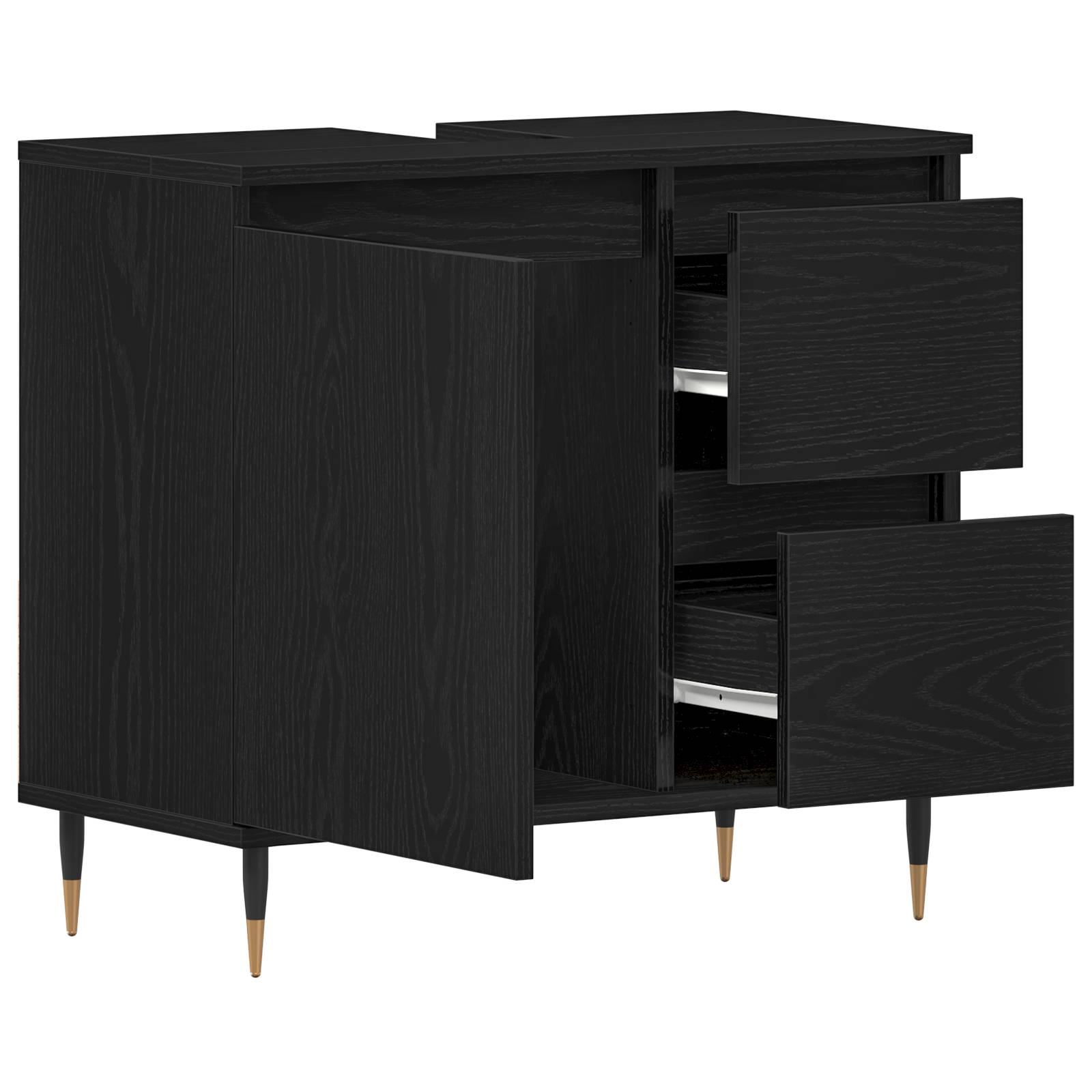 vidaXL Waschbeckenunterschrank Schwarz Eiche 65x33x60 cm Holzwerkstoff