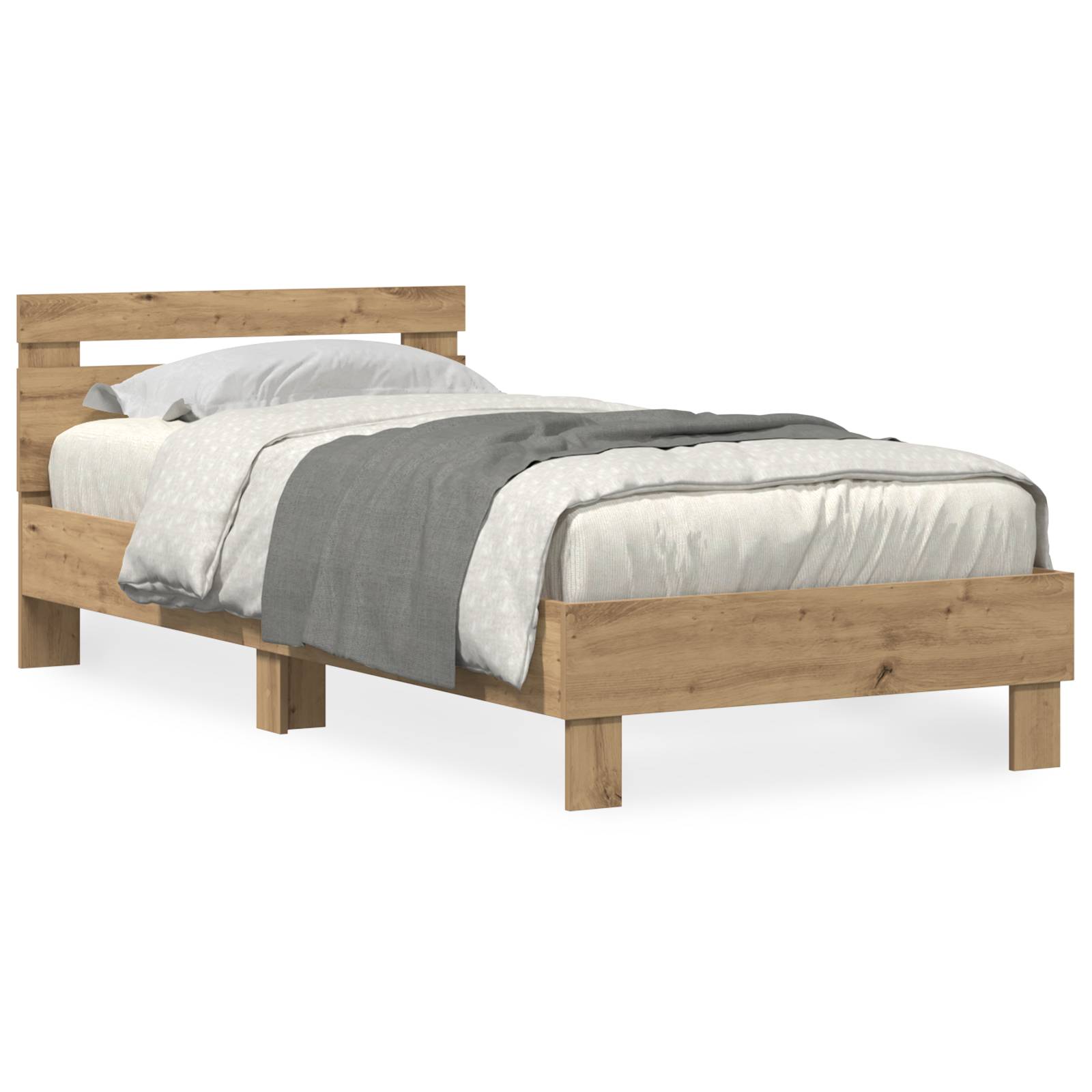 vidaXL Bettgestell mit LED-Leuchten Artisan Eiche 75x190 cm