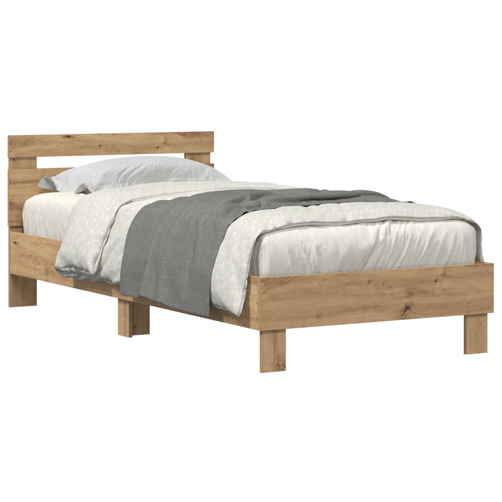 vidaXL Bettgestell mit LED-Leuchten Artisan Eiche 75x190 cm