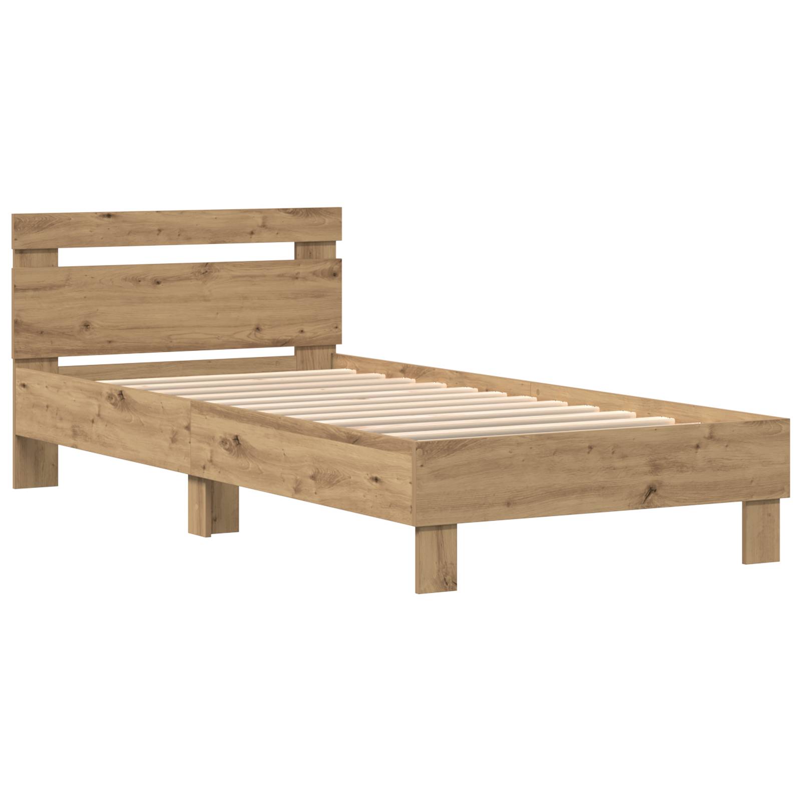 vidaXL Bettgestell mit LED-Leuchten Artisan Eiche 75x190 cm