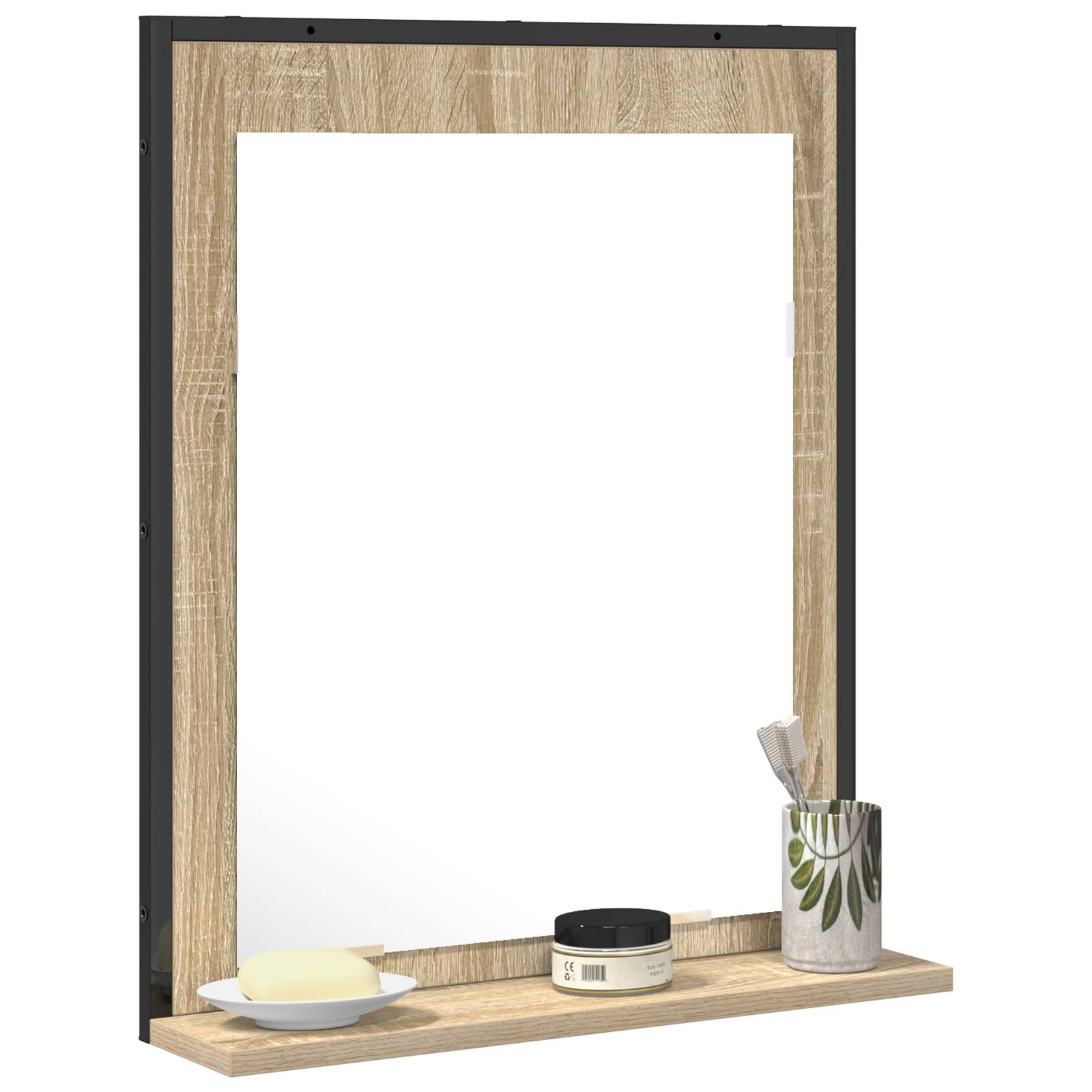 vidaXL Badspiegel mit Ablage Sonoma Eiche 50x12x60 cm Holzwerkstoff