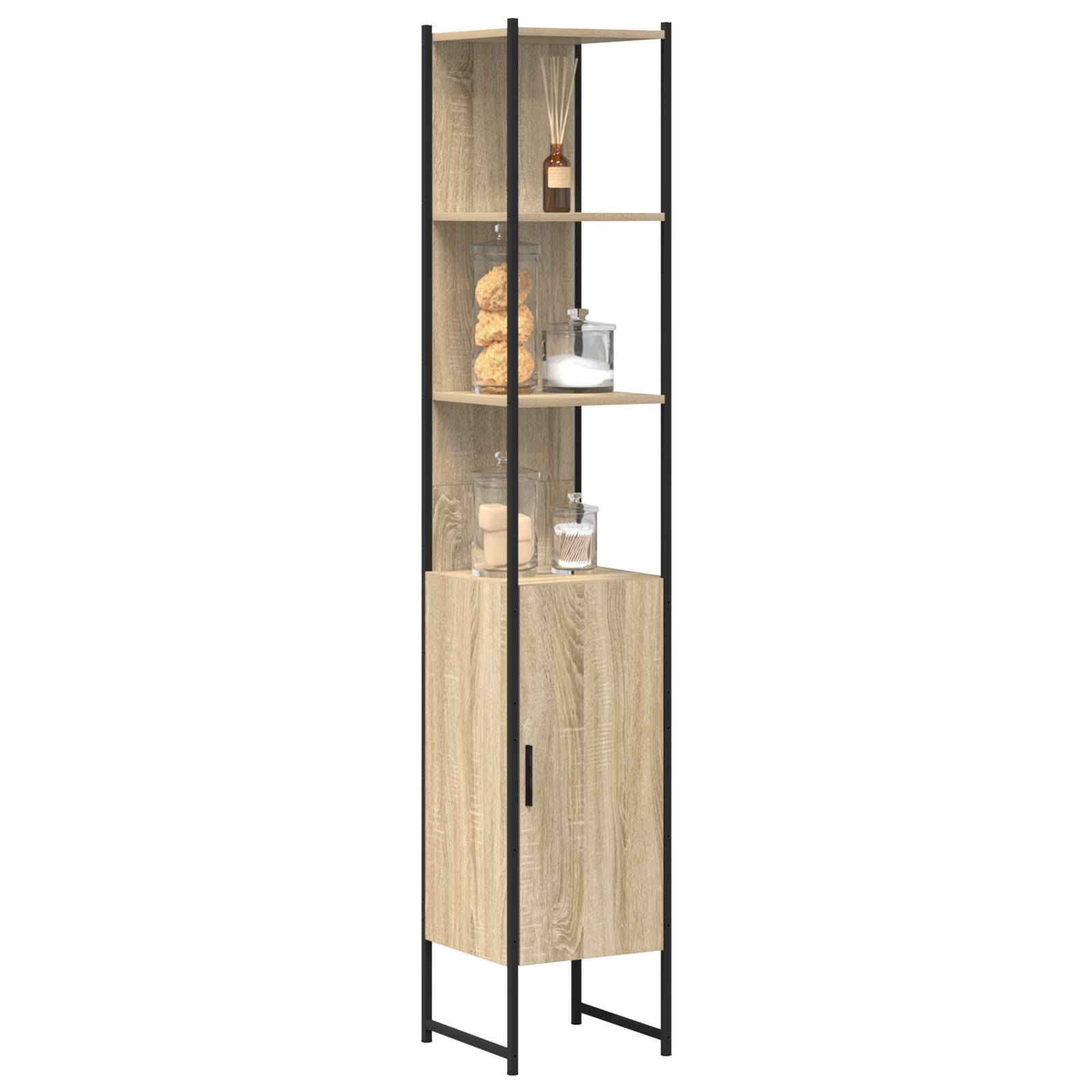 vidaXL Badschrank Sonoma Eiche 33x33x185,5 cm Holzwerkstoff